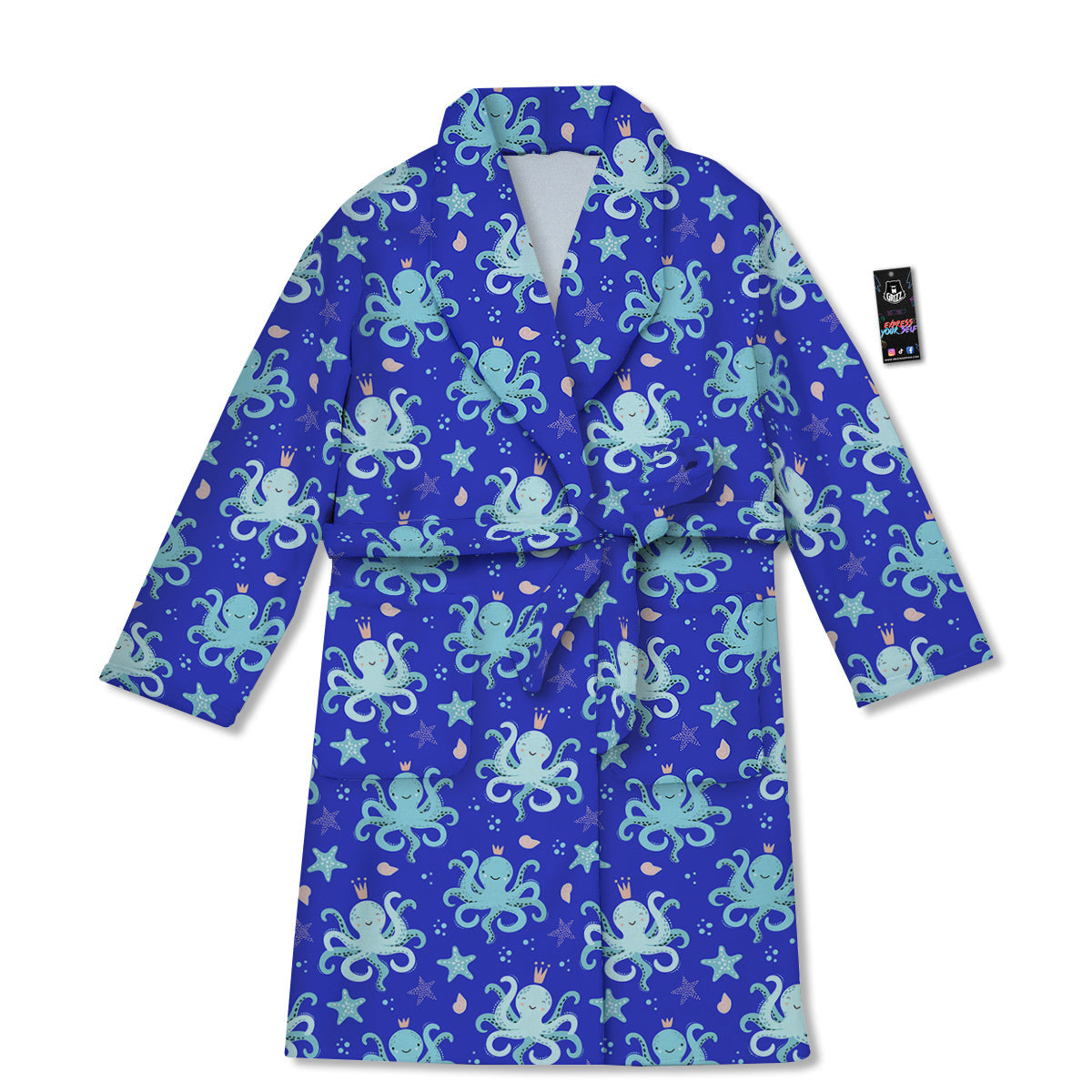 Octopus Cute Print Pattern Bathrobe-grizzshop