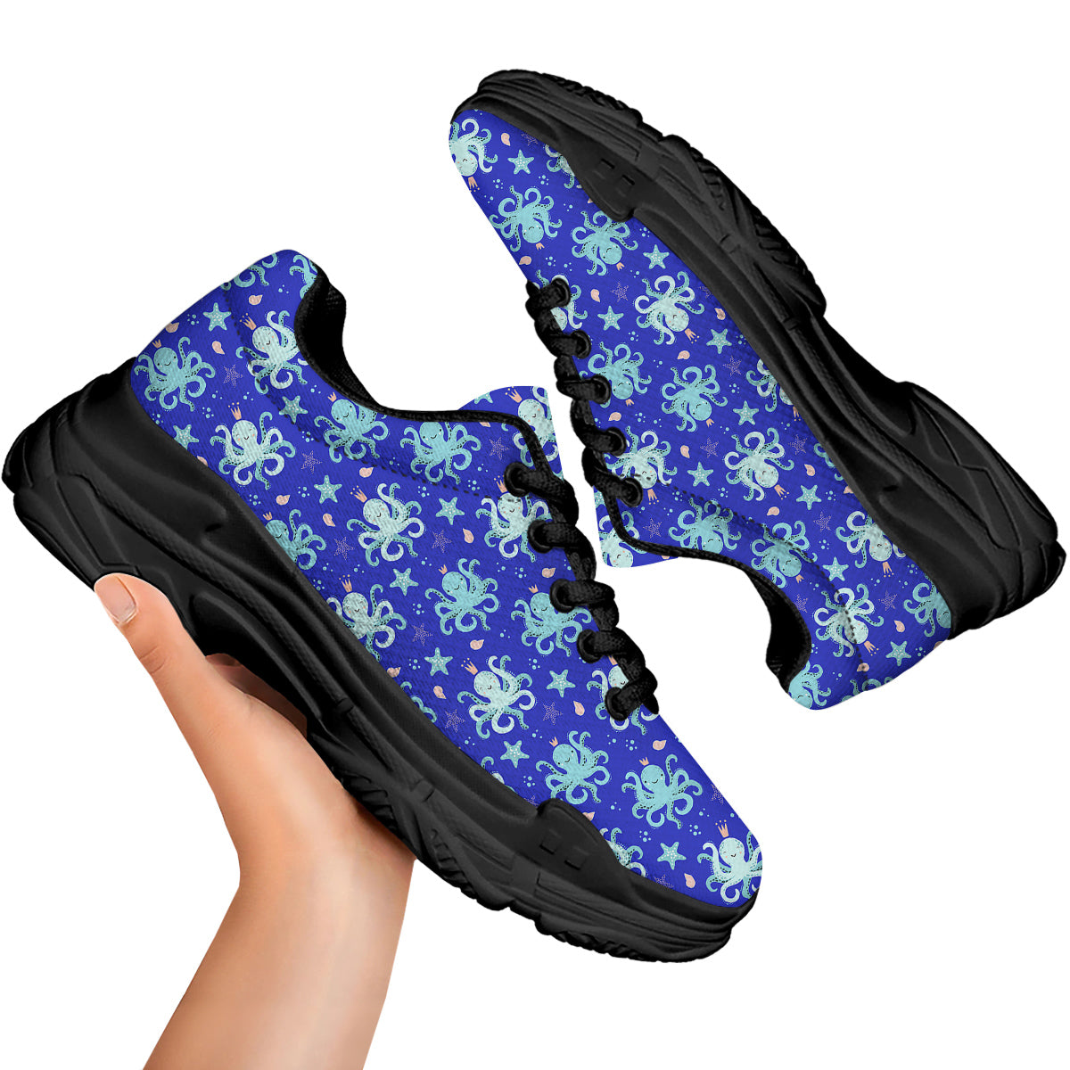 Octopus Cute Print Pattern Black Chunky Shoes-grizzshop