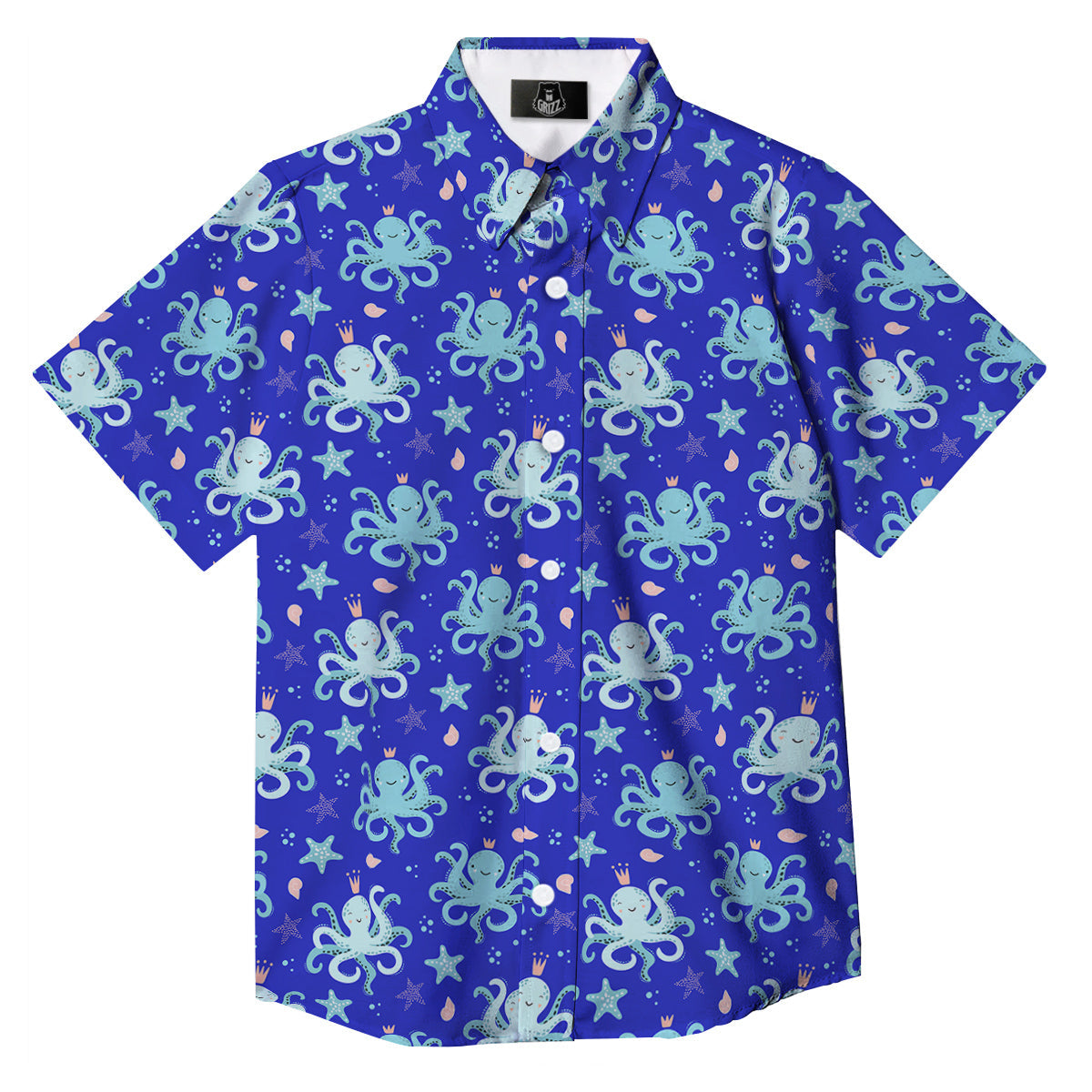 Octopus Cute Print Pattern Button Up Shirt-grizzshop