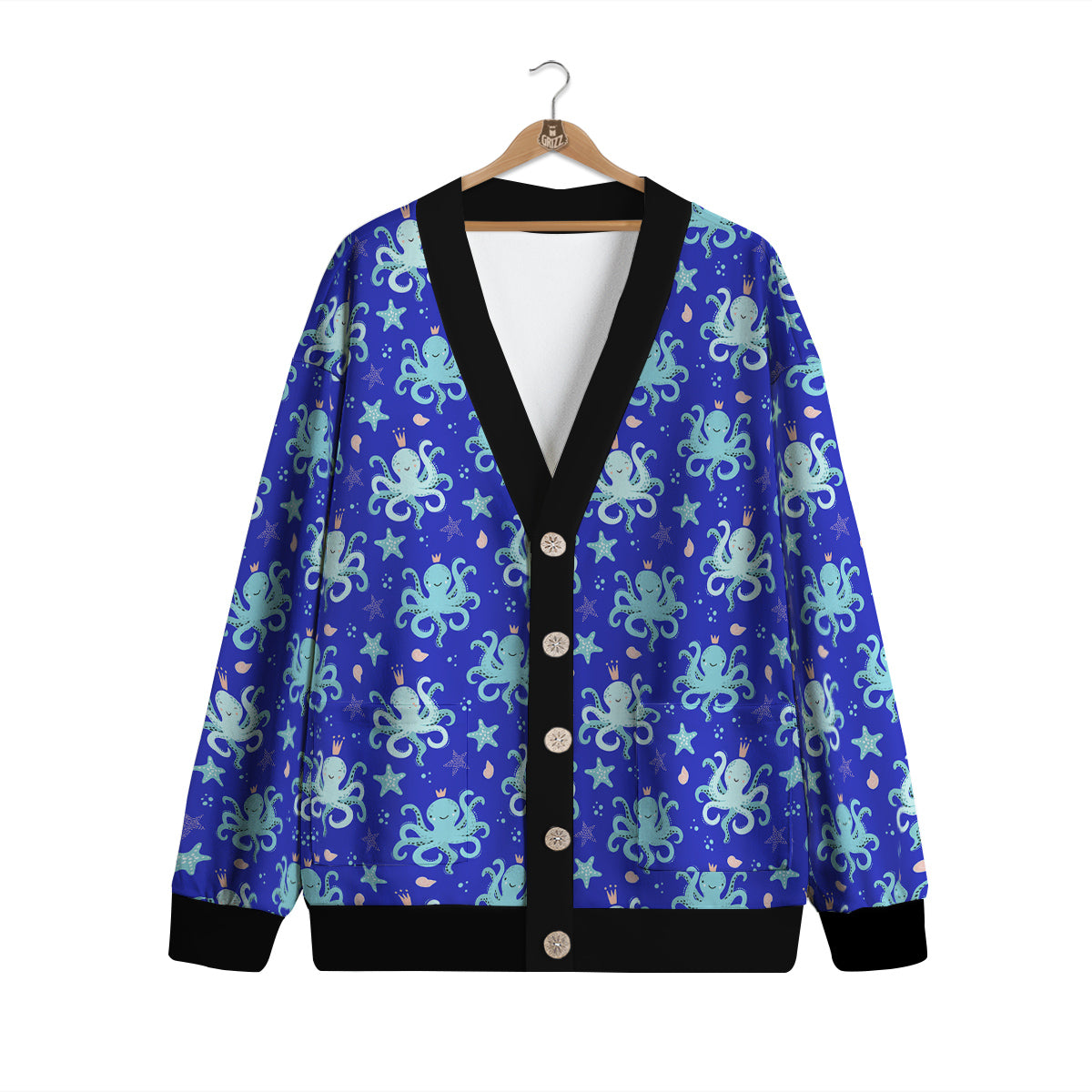 Octopus Cute Print Pattern Cardigan-grizzshop