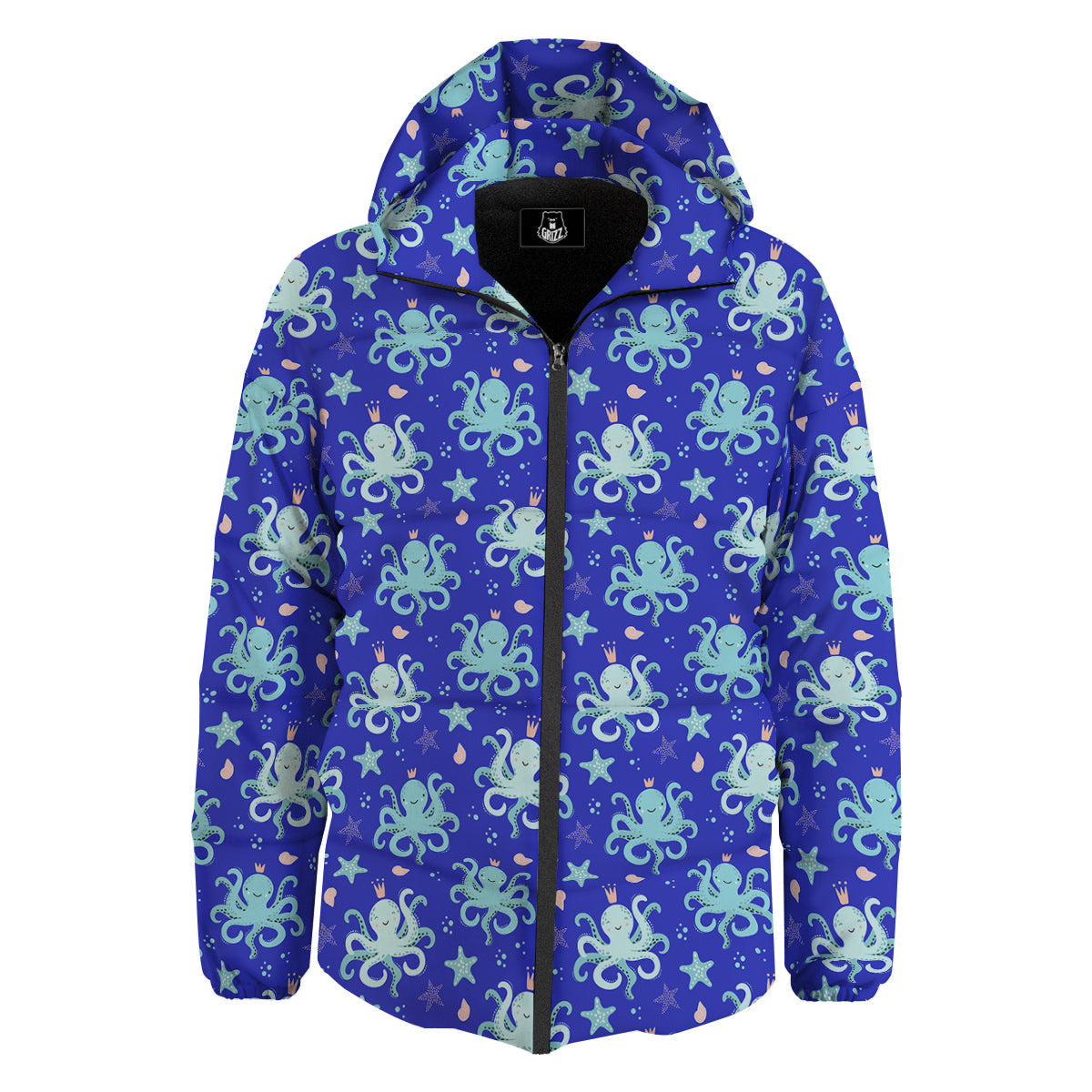 Octopus Cute Print Pattern Down Jacket-grizzshop