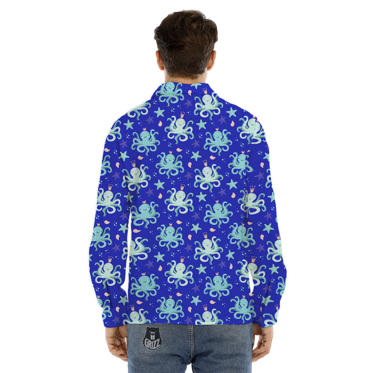 Octopus Cute Print Pattern Men's Dress Shirts-grizzshop