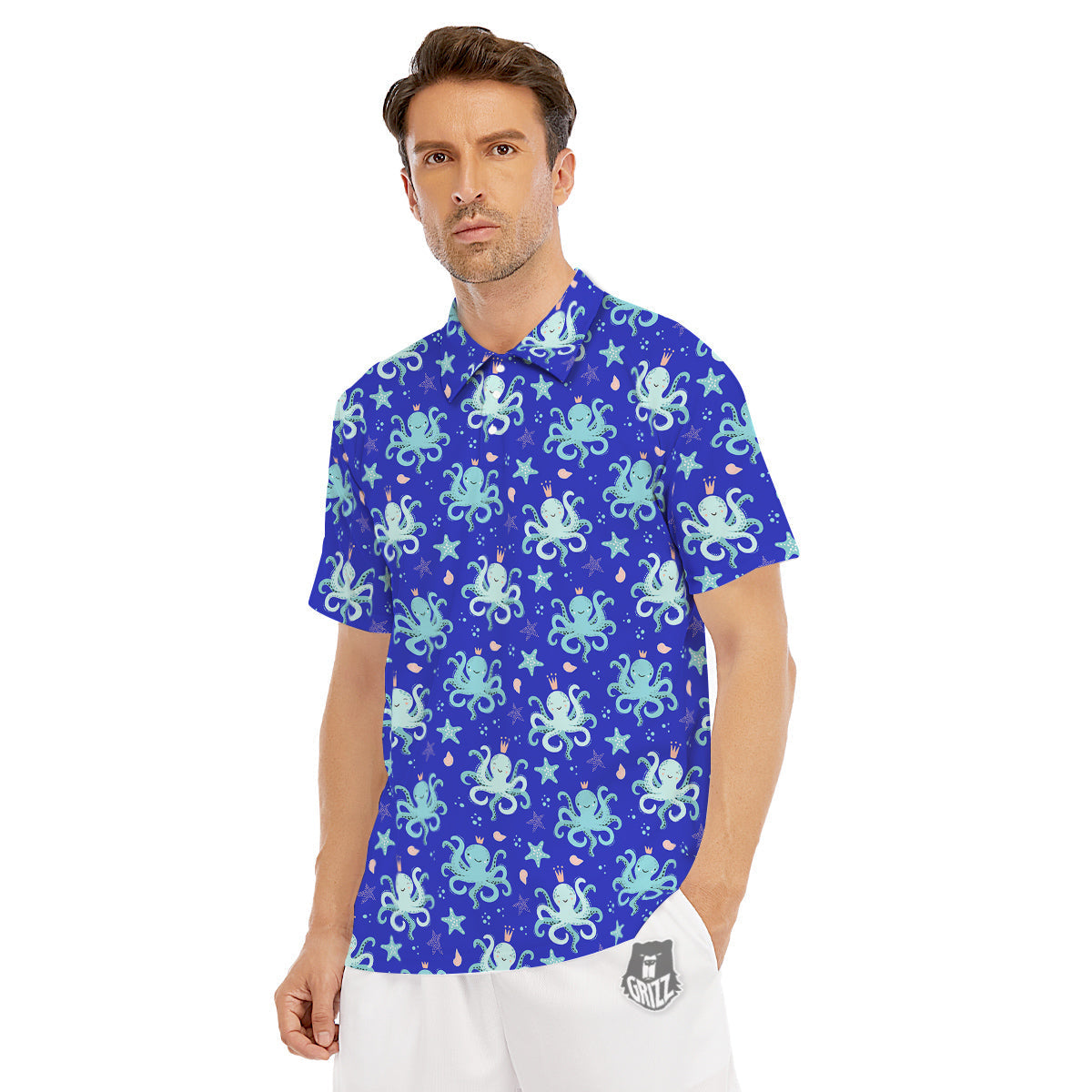 Octopus Cute Print Pattern Men's Golf Shirts-grizzshop