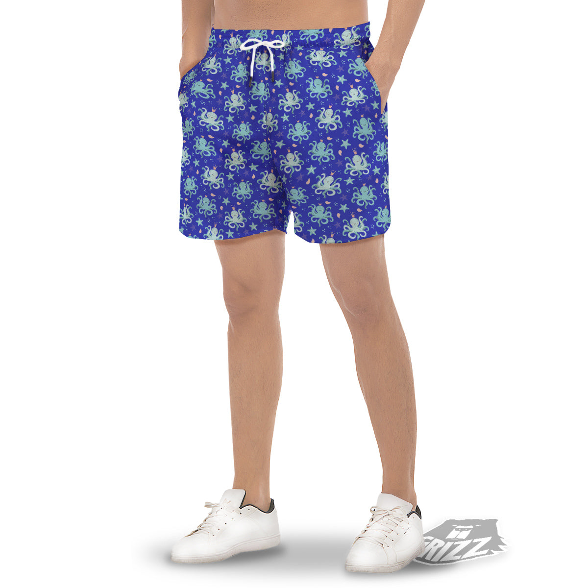 Octopus Cute Print Pattern Men's Gym Shorts-grizzshop