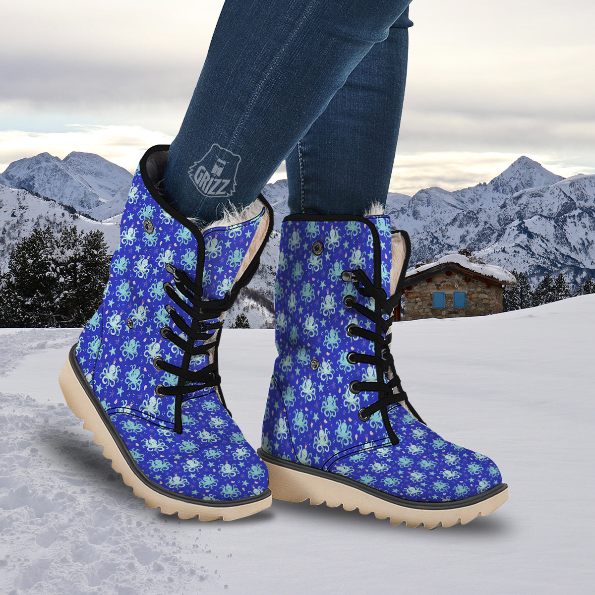 Octopus Cute Print Pattern Snow Boots-grizzshop
