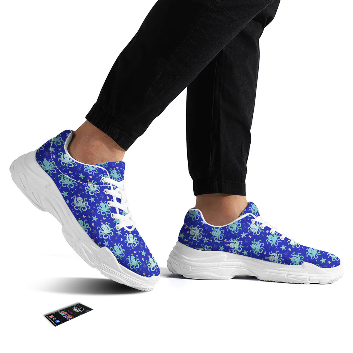 Octopus Cute Print Pattern White Chunky Shoes-grizzshop