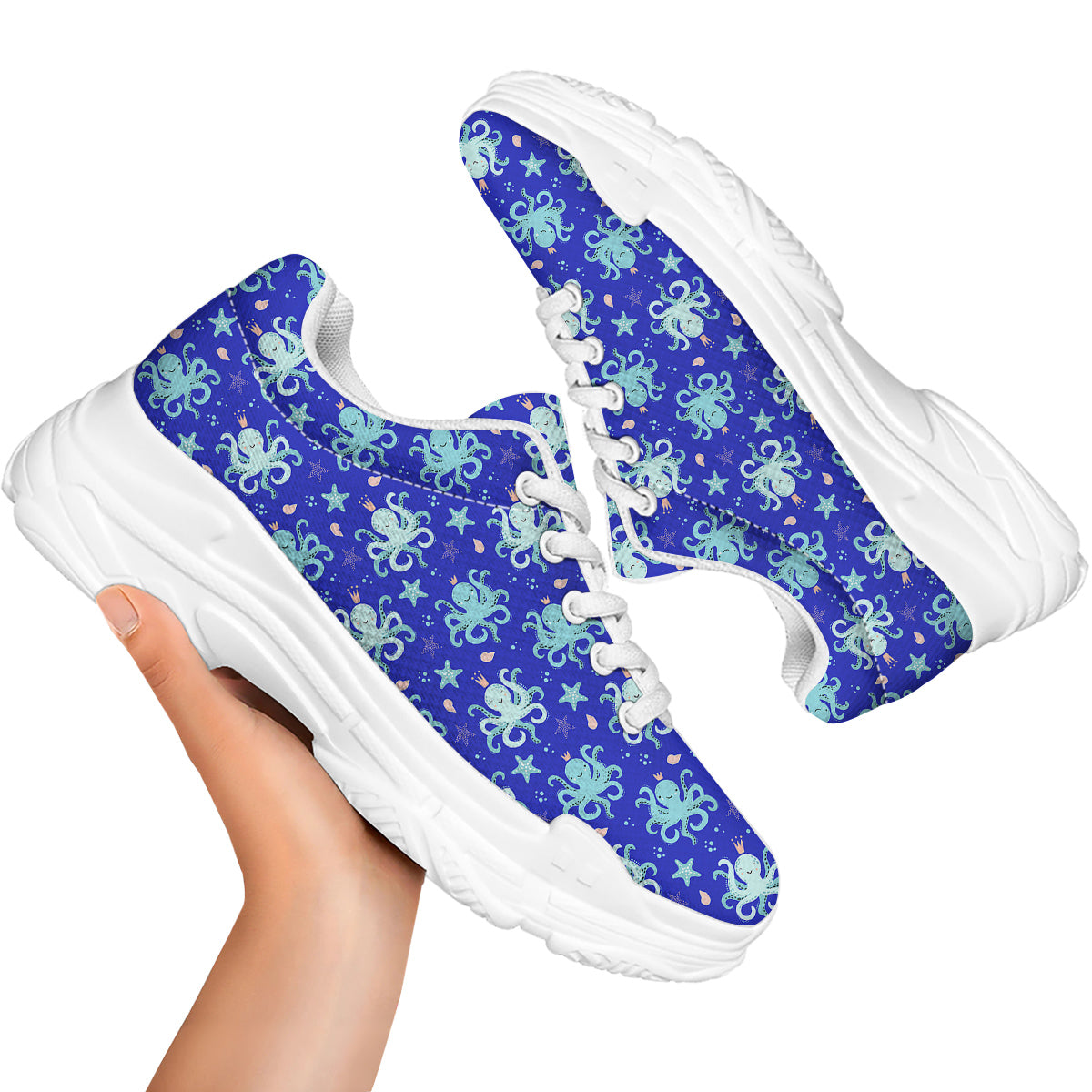 Octopus Cute Print Pattern White Chunky Shoes-grizzshop