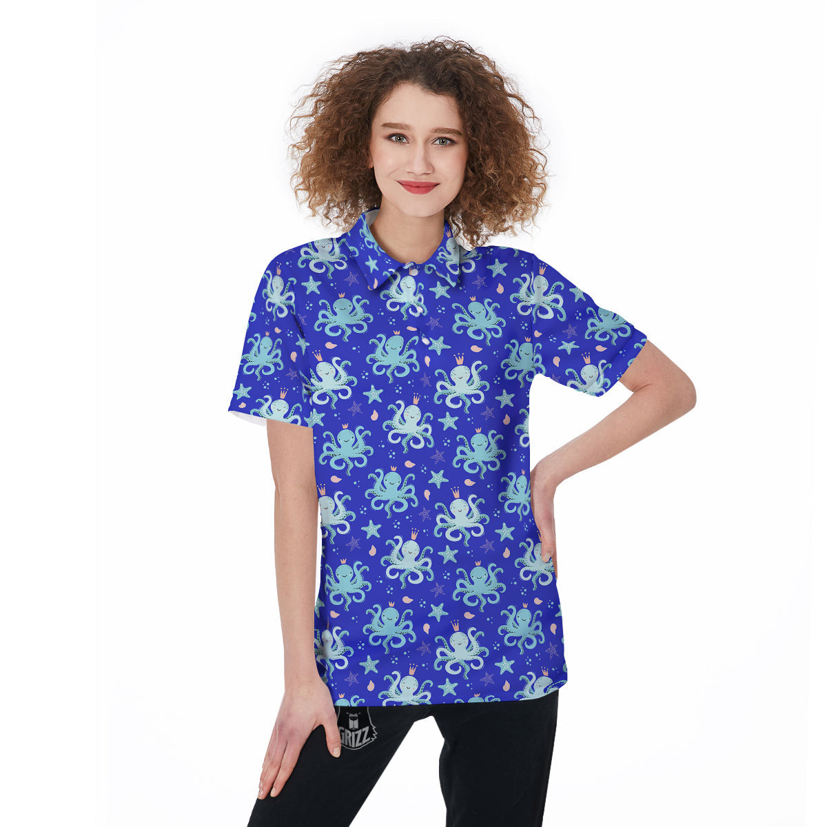 Octopus Cute Print Pattern Women's Golf Shirts-grizzshop