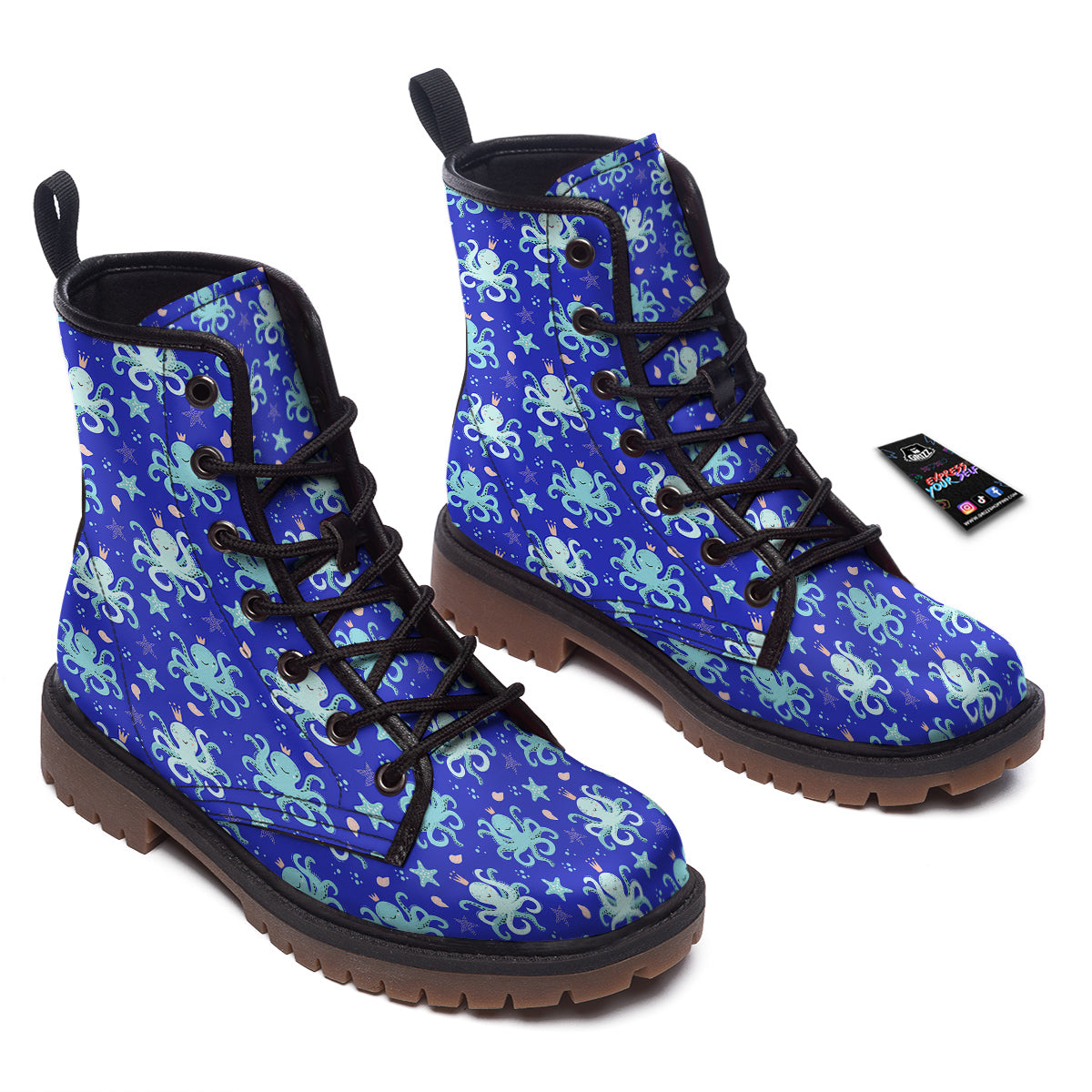 Octopus Cute Print Pattern Work Boots-grizzshop