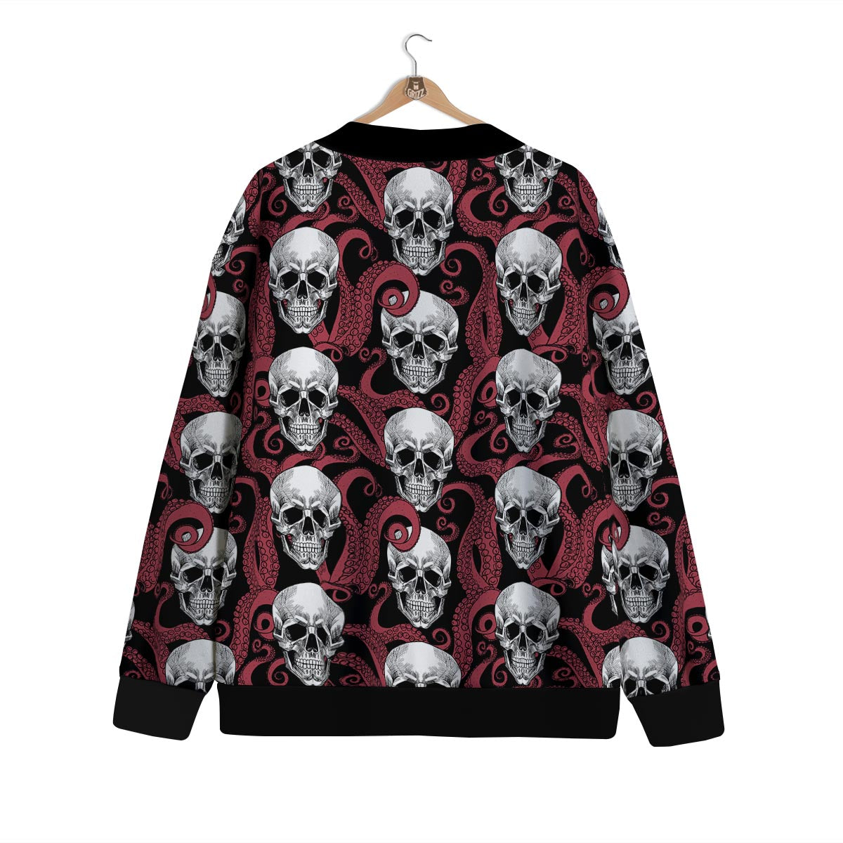 Octopus Skull Red Print Pattern Cardigan-grizzshop