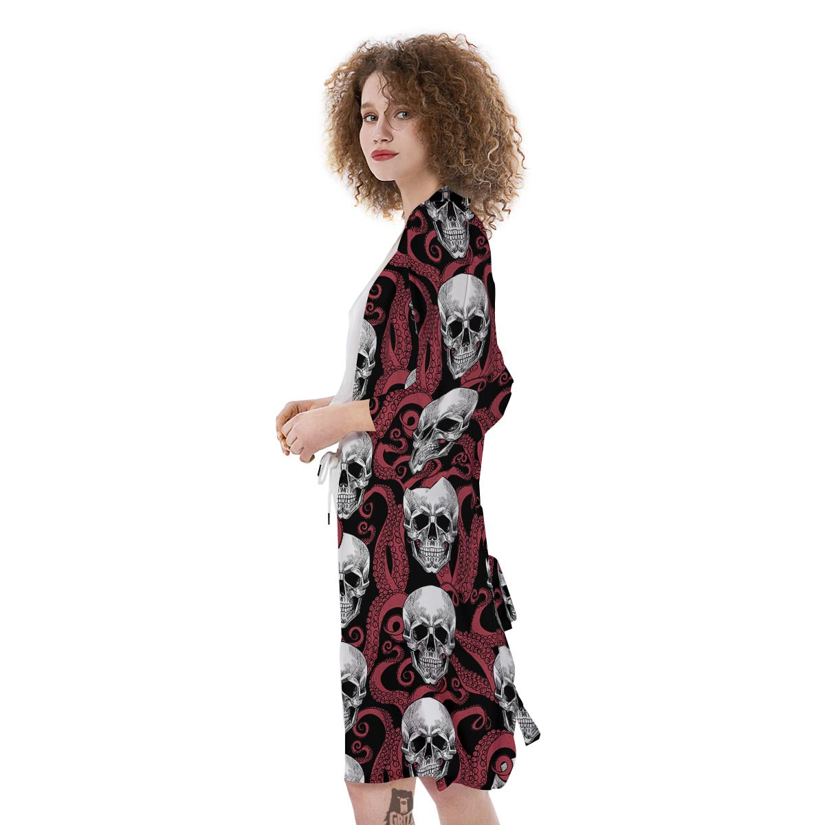 Octopus Skull Red Print Pattern Kimono-grizzshop