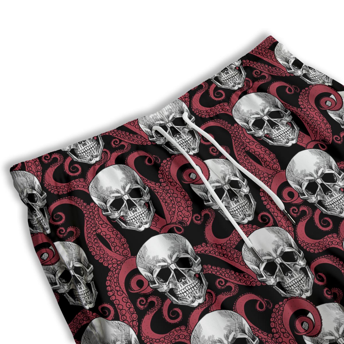 Octopus Skull Red Print Pattern Men's Athletic Shorts