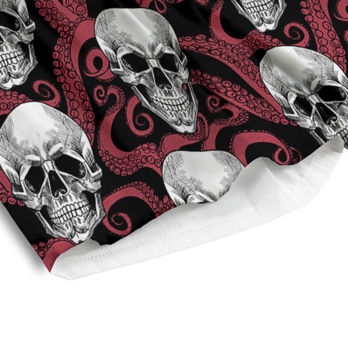 Octopus Skull Red Print Pattern Men's Athletic Shorts