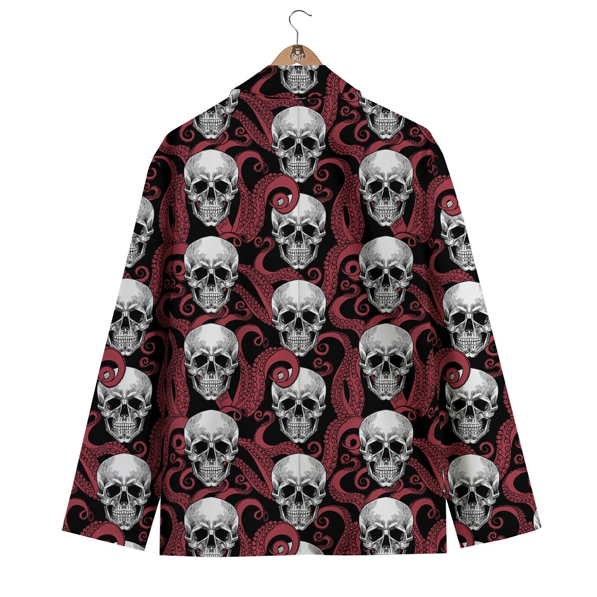Octopus Skull Red Print Pattern Men's Blazer-grizzshop
