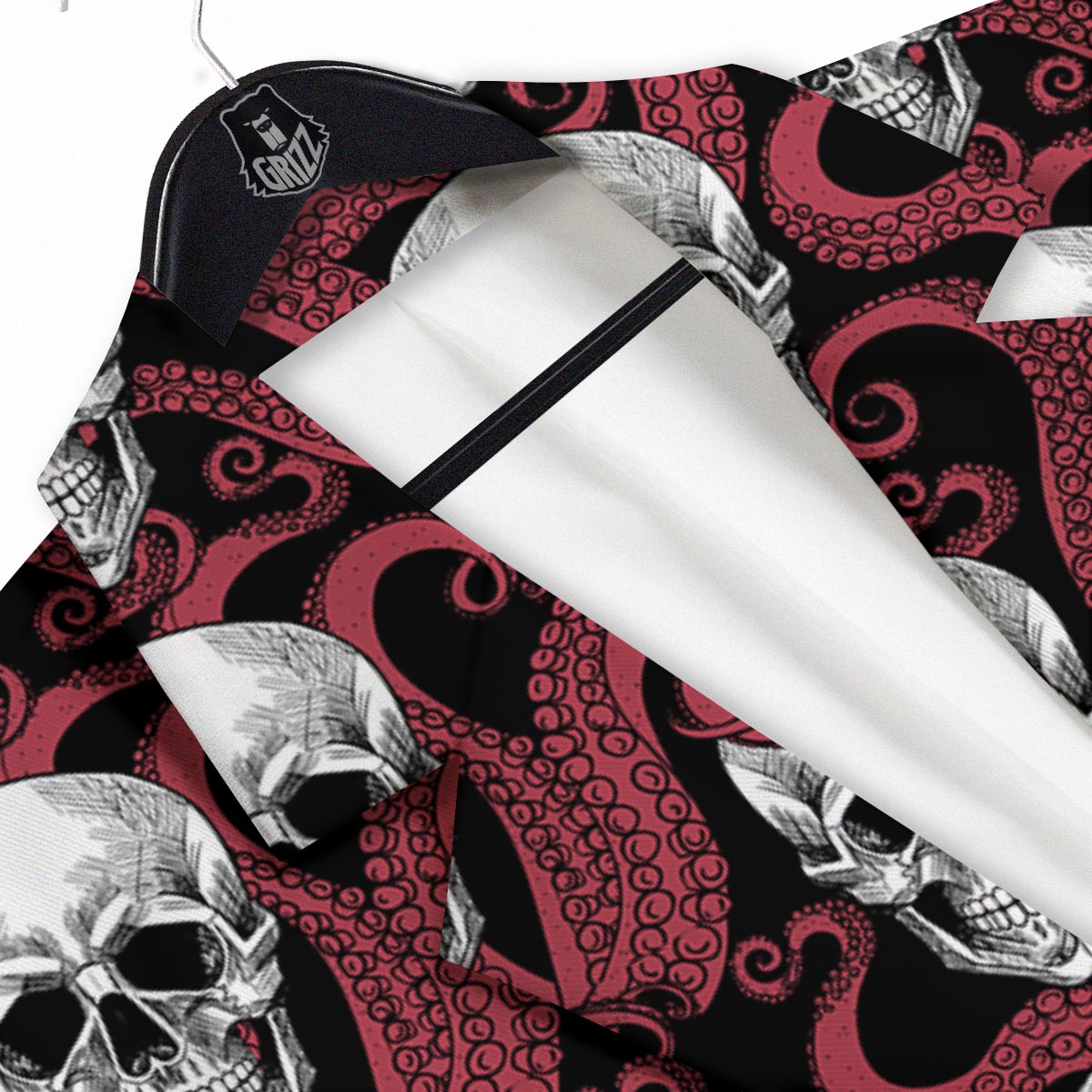 Octopus Skull Red Print Pattern Men's Sport Coat-grizzshop