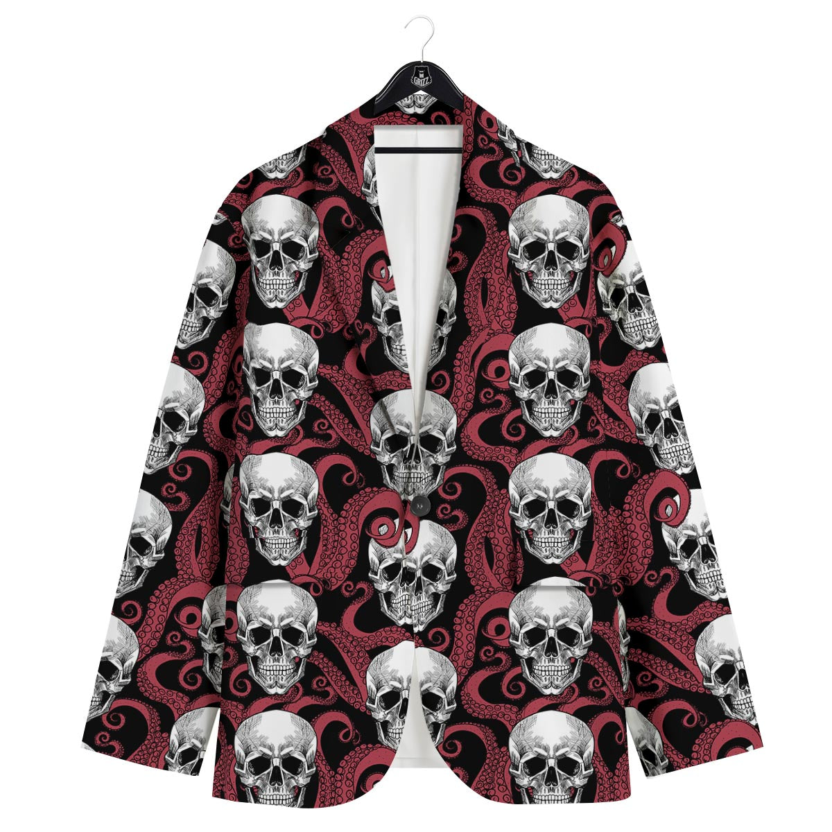 Octopus Skull Red Print Pattern Men's Sport Coat-grizzshop
