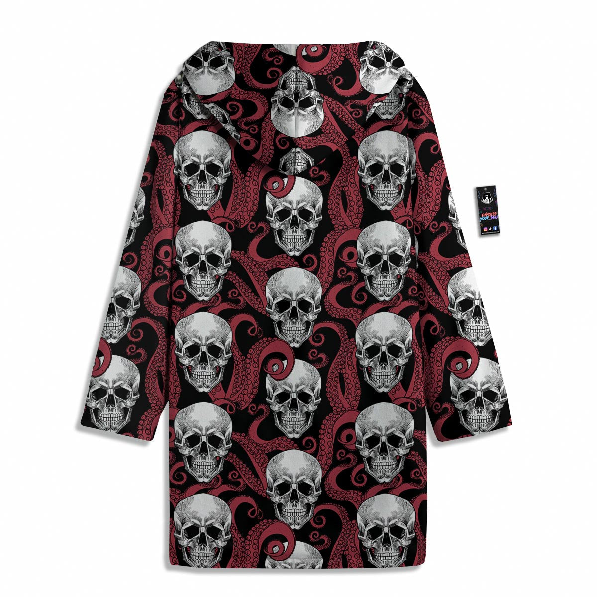 Octopus Skull Red Print Pattern Men's Windbreaker Jacket-grizzshop