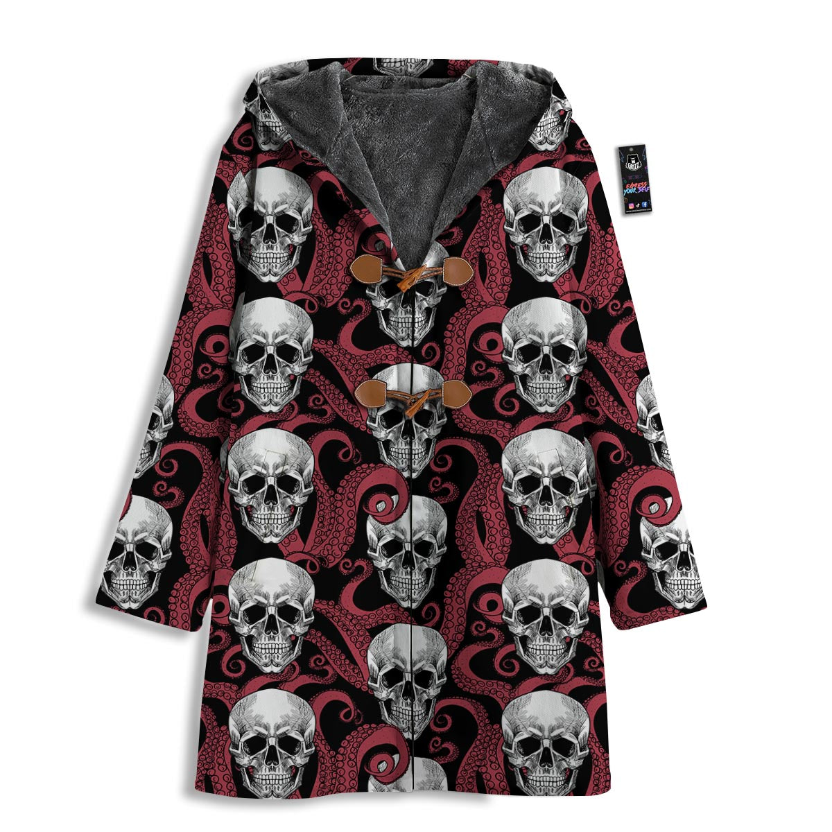 Octopus Skull Red Print Pattern Men's Windbreaker Jacket-grizzshop