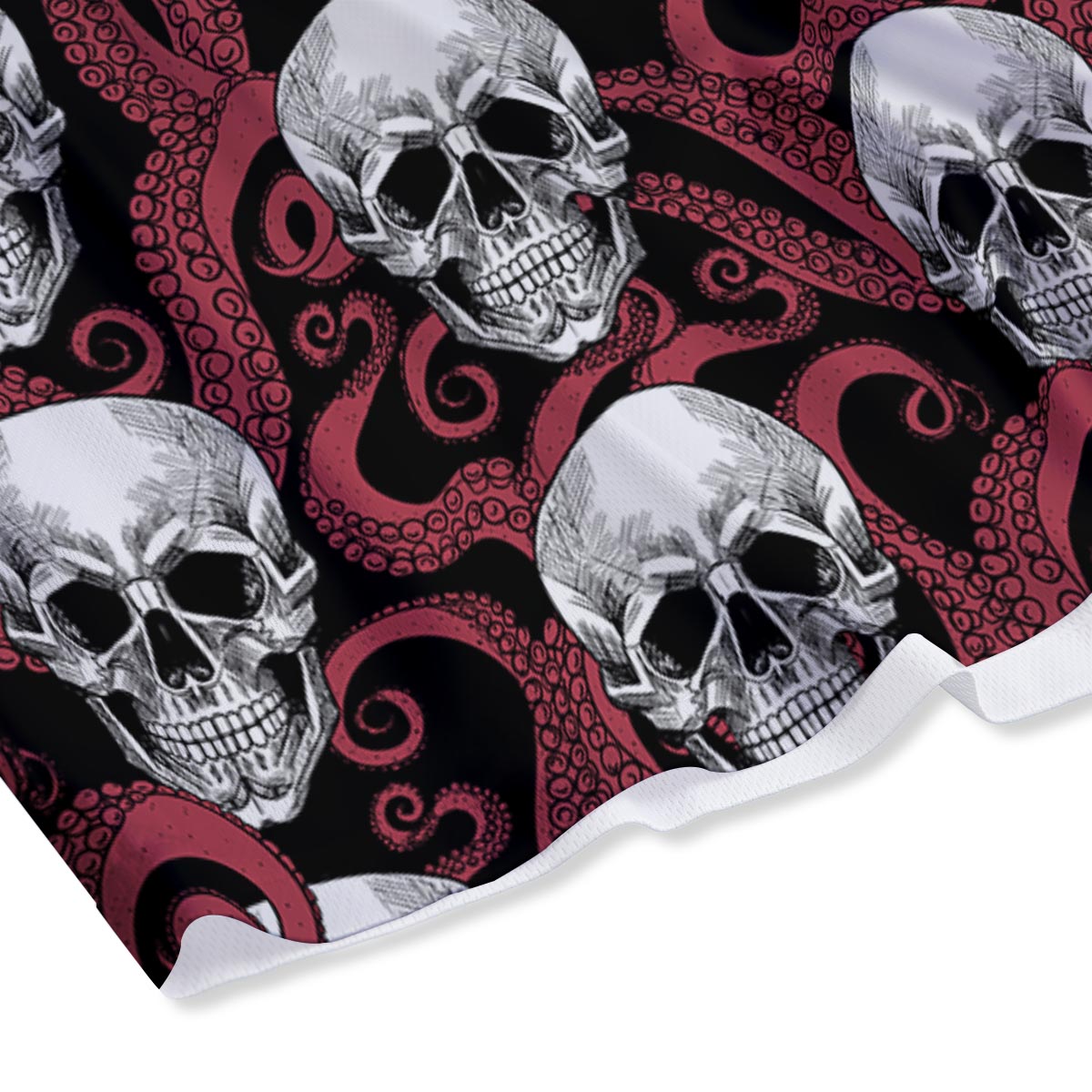 Octopus Skull Red Print Pattern Mesh Shorts