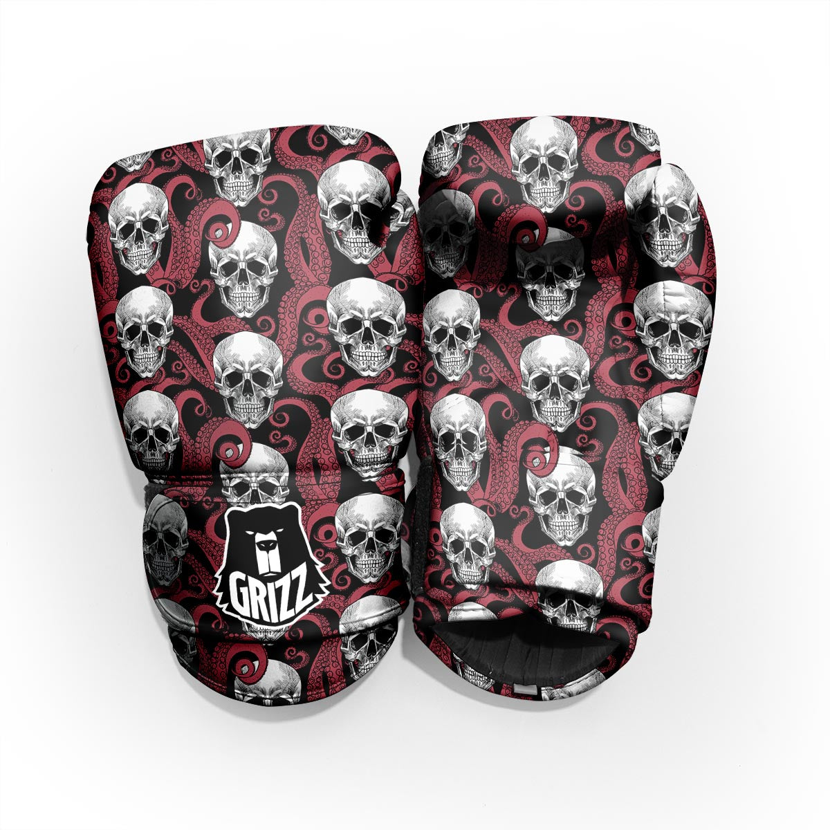 Octopus Skull Red Print Pattern Pro Boxing Glove