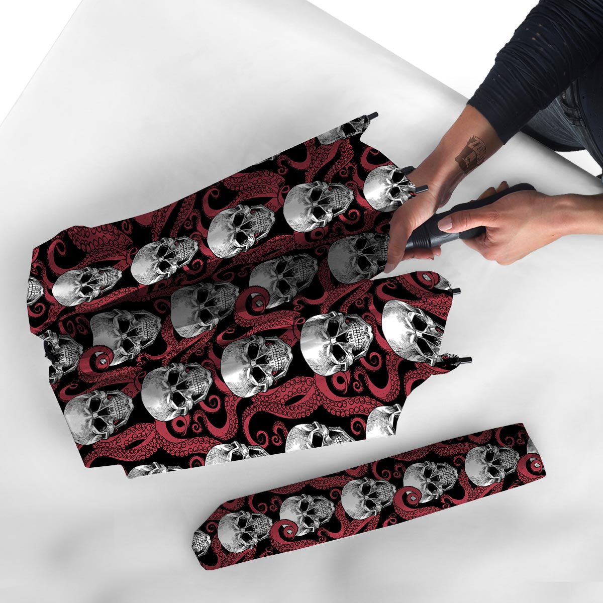 Octopus Skull Red Print Pattern Umbrella-grizzshop