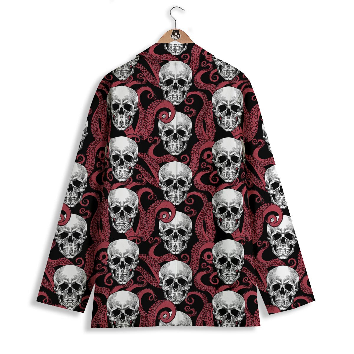 Octopus Skull Red Print Pattern Women's Blazer-grizzshop