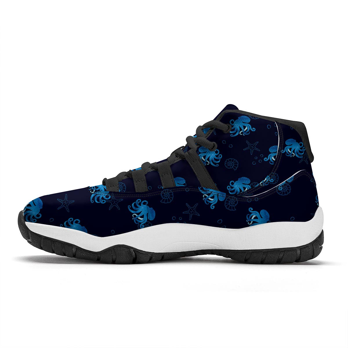 Octopus Squid Tentacle Print Pattern Black Bball Shoes-grizzshop