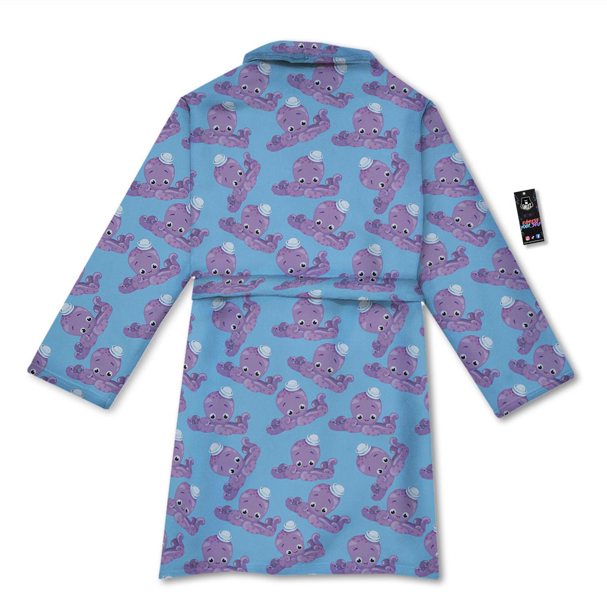 Octopus Teal And Purple Print Pattern Bathrobe-grizzshop
