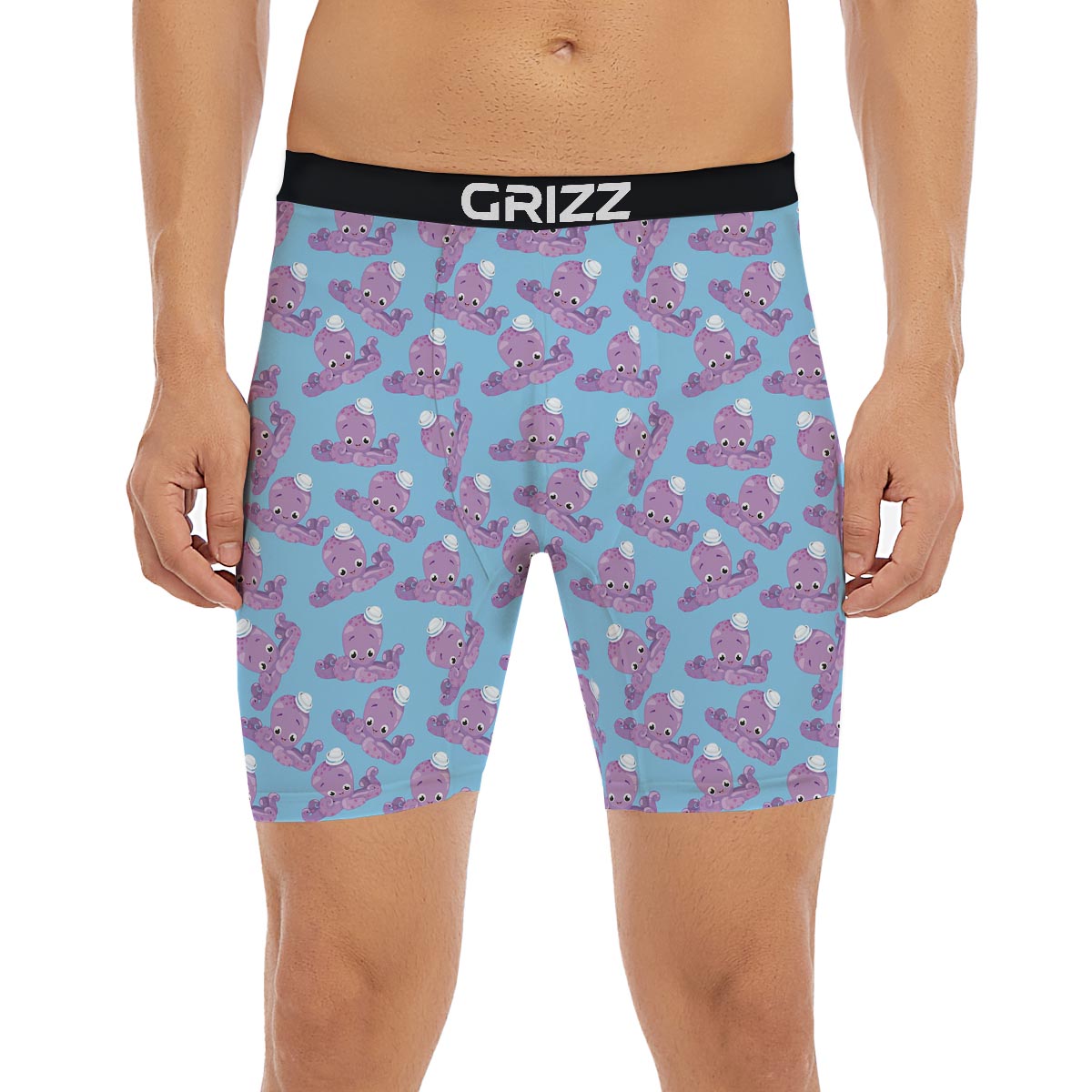Octopus Teal And Purple Print Pattern Boxer Briefs-grizzshop