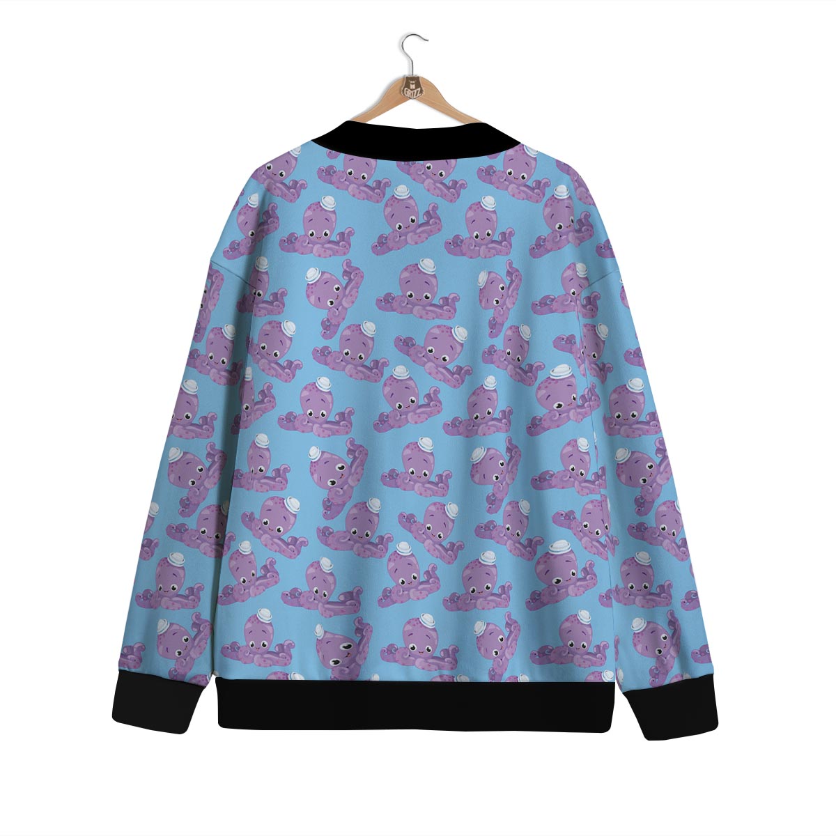 Octopus Teal And Purple Print Pattern Cardigan-grizzshop