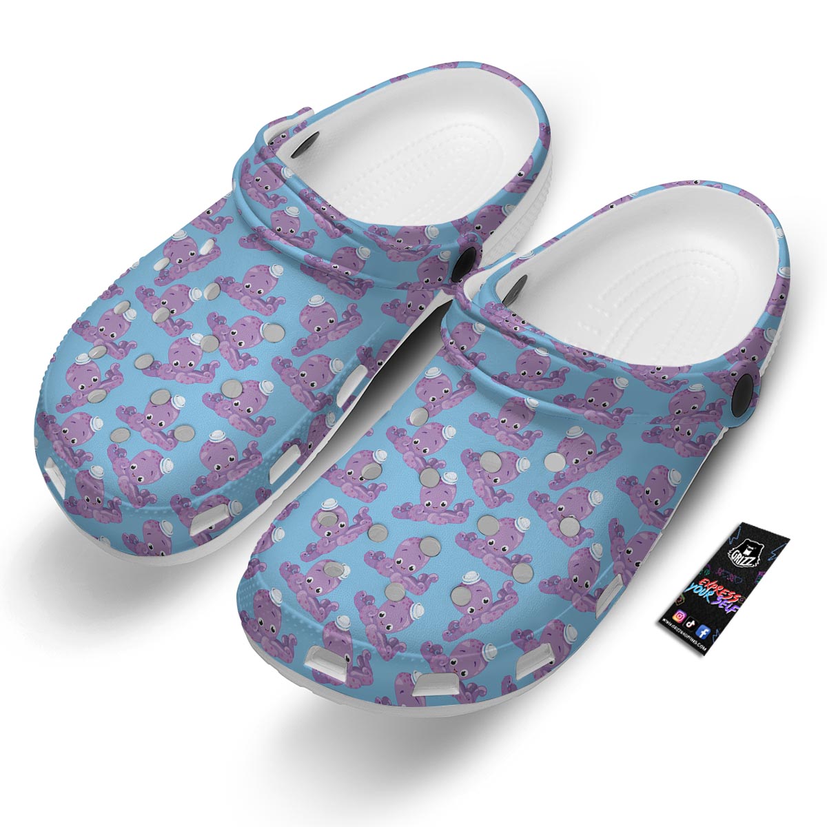 Octopus Teal And Purple Print Pattern Clog-grizzshop