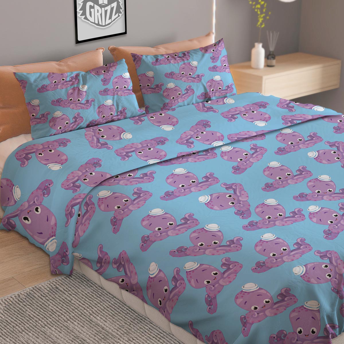 Octopus Tentacles Print Pattern Duvet Cover Bedding Set