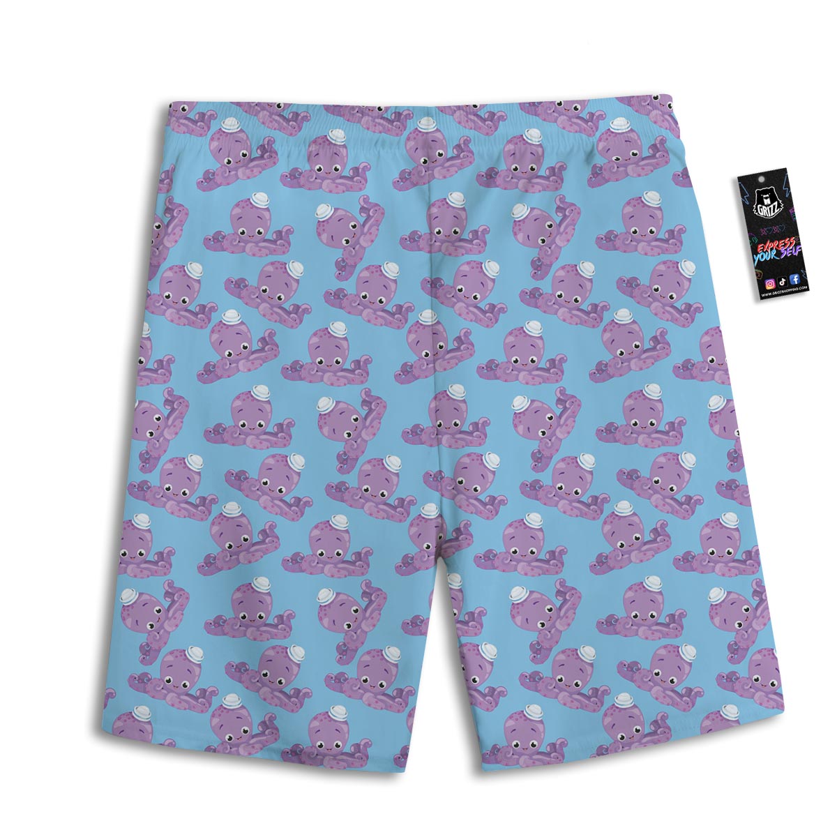 Octopus Teal And Purple Print Pattern Men's Athletic Shorts