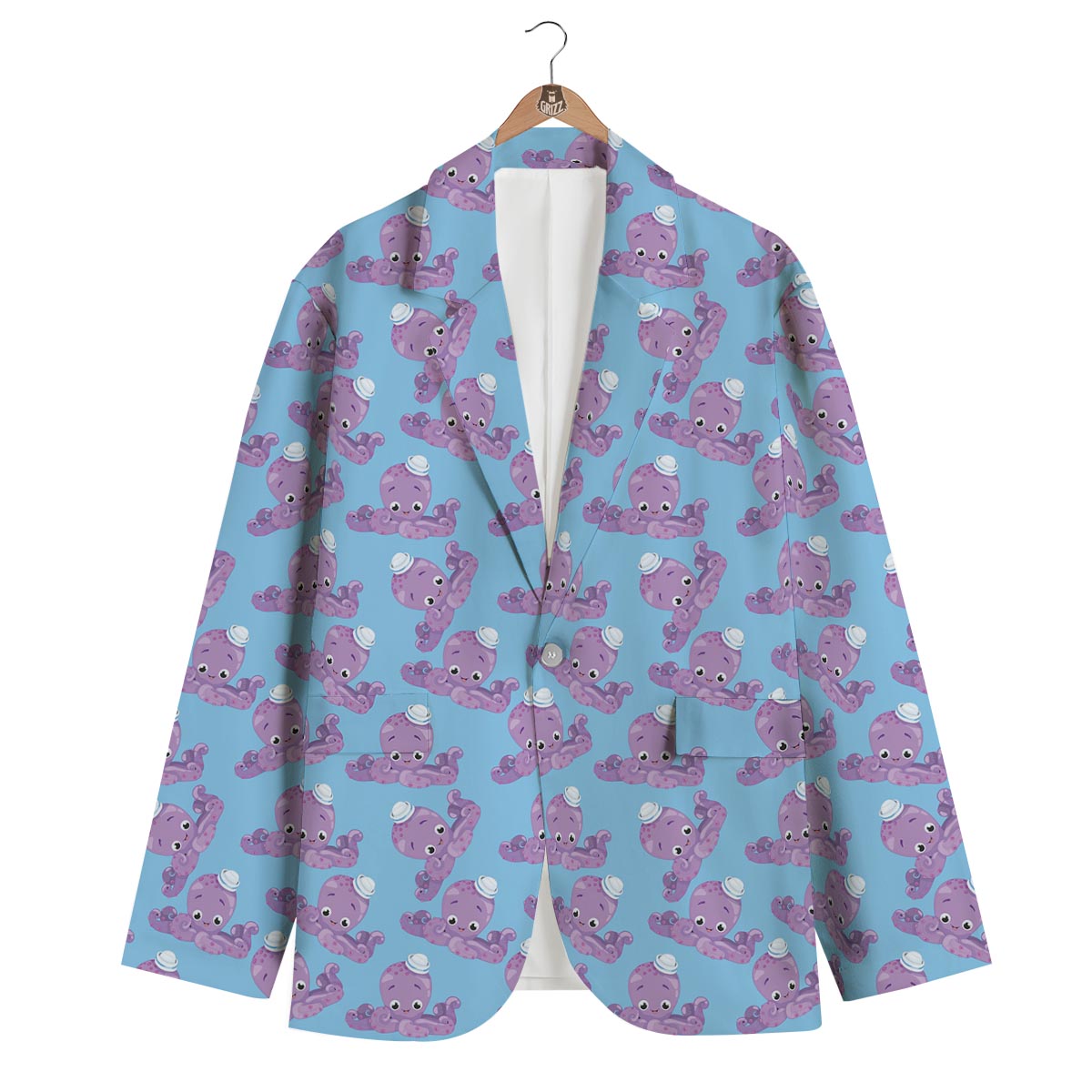 Octopus Teal And Purple Print Pattern Men's Blazer-grizzshop