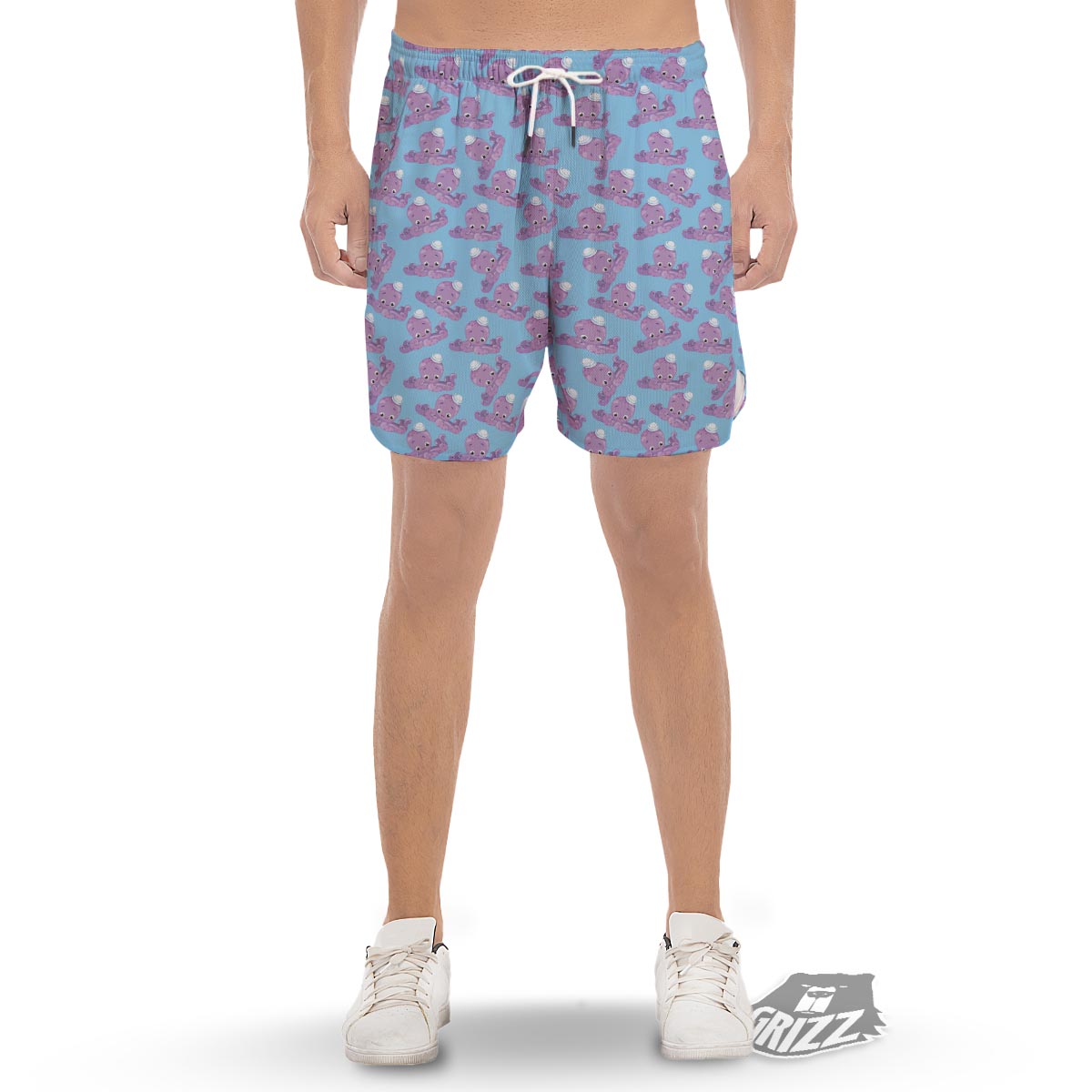 Octopus Teal And Purple Print Pattern Men's Gym Shorts-grizzshop