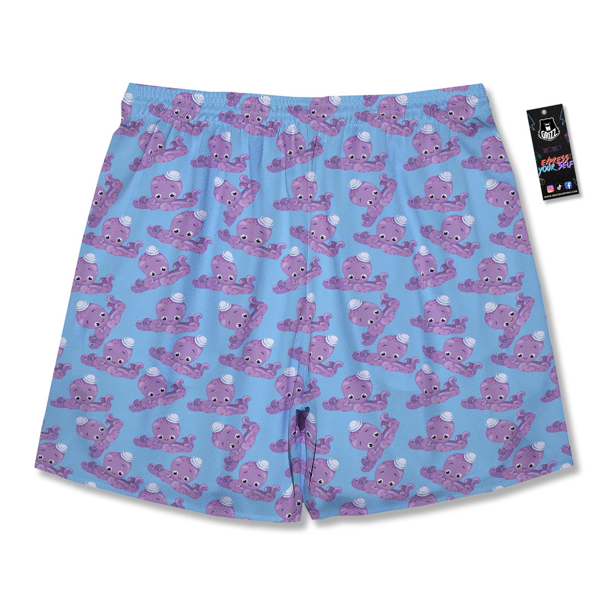 Octopus Teal And Purple Print Pattern Men's Running Shorts-grizzshop