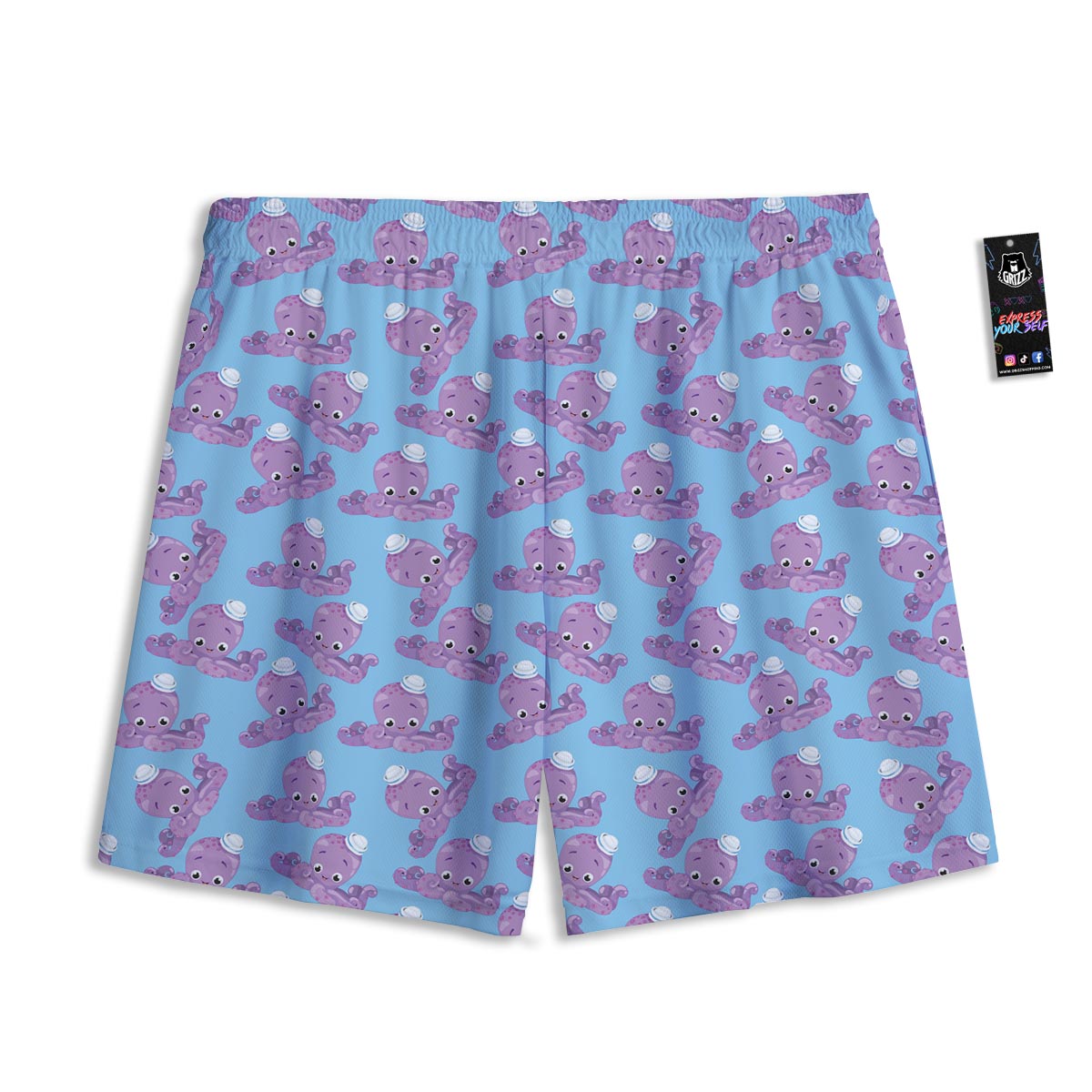 Octopus Teal And Purple Print Pattern Mesh Shorts