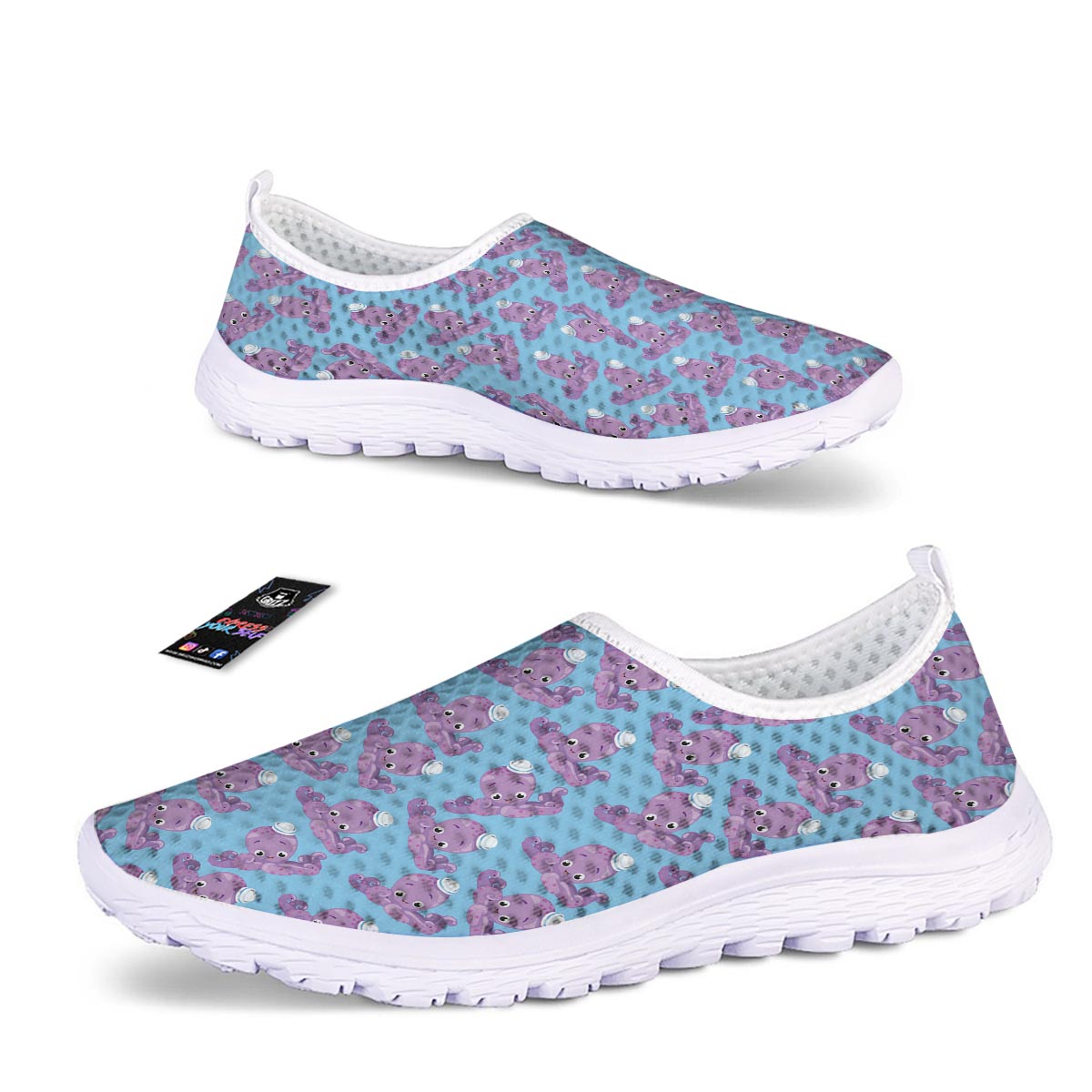 Octopus Teal And Purple Print Pattern Nurse Shoes-grizzshop