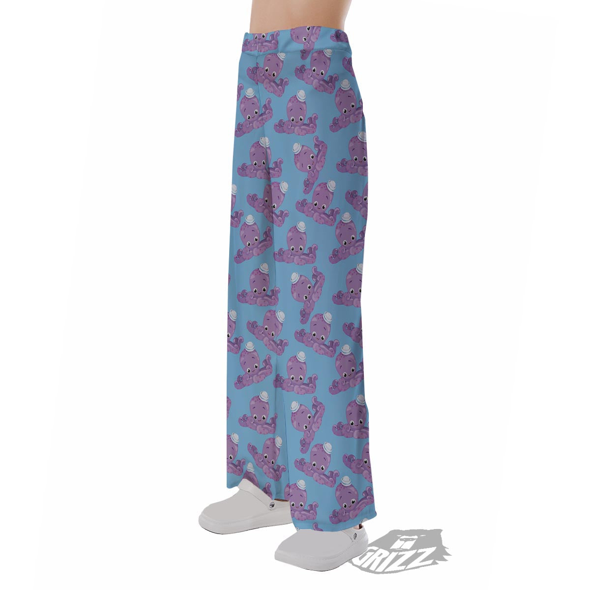 Octopus Teal And Purple Print Pattern Pajama Pants-grizzshop