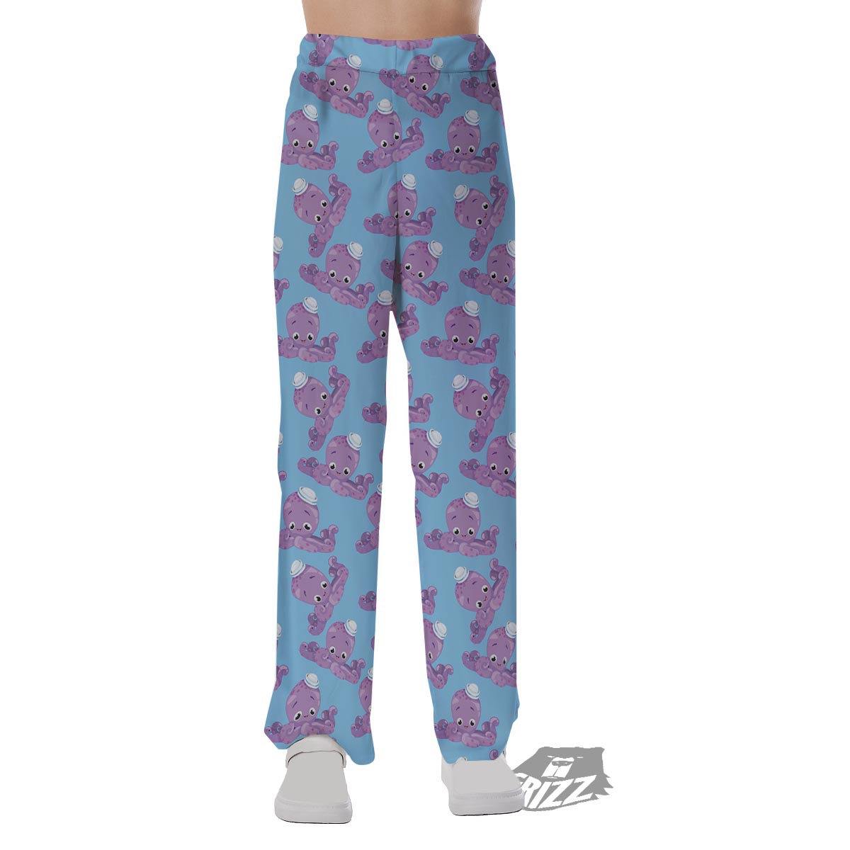 Octopus Teal And Purple Print Pattern Pajama Pants-grizzshop