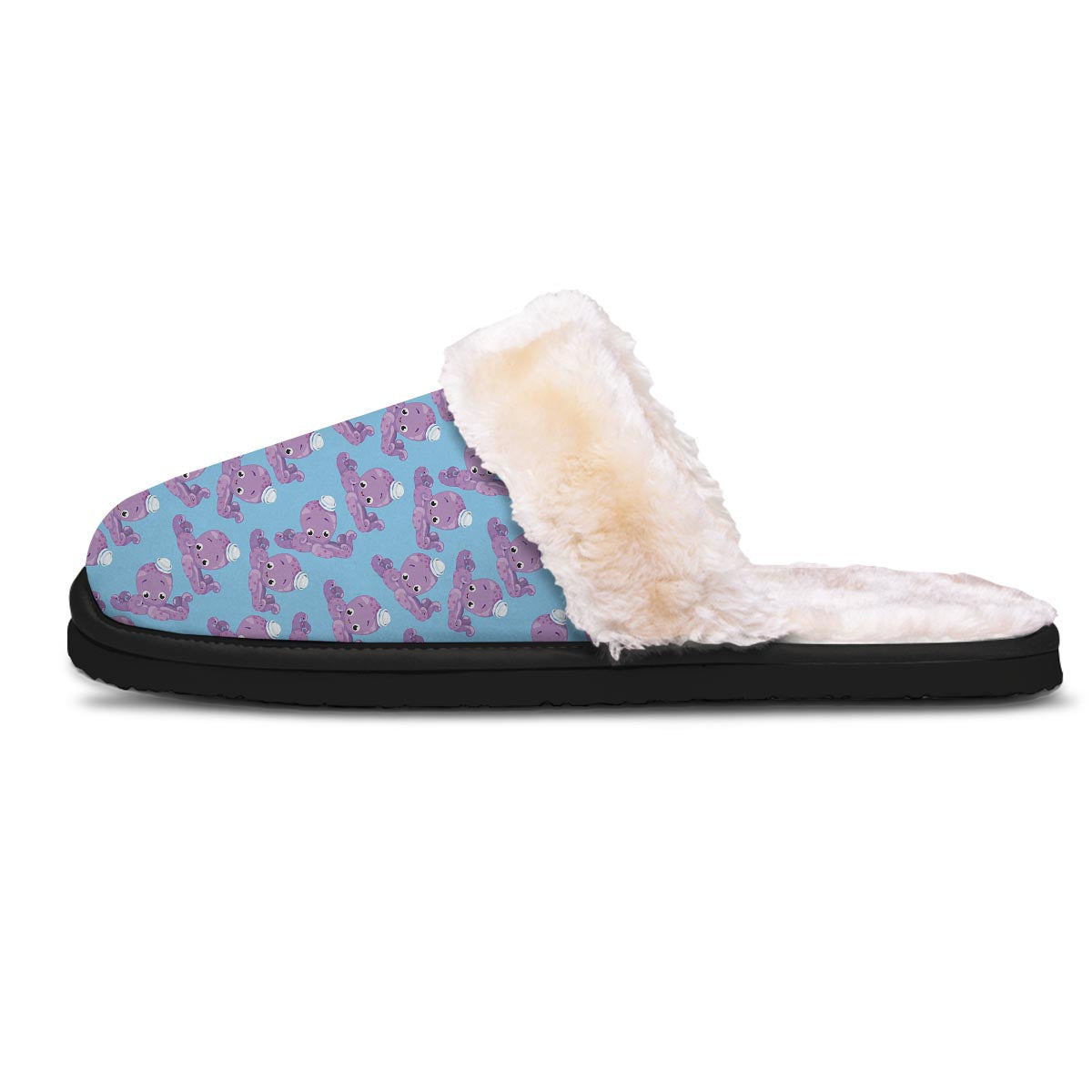 Octopus Teal And Purple Print Pattern Slippers-grizzshop