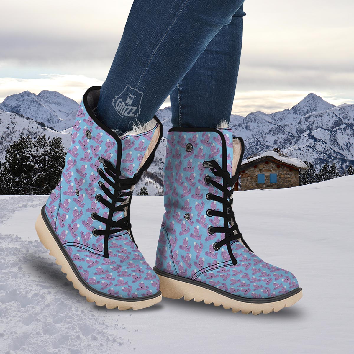 Octopus Teal And Purple Print Pattern Snow Boots-grizzshop