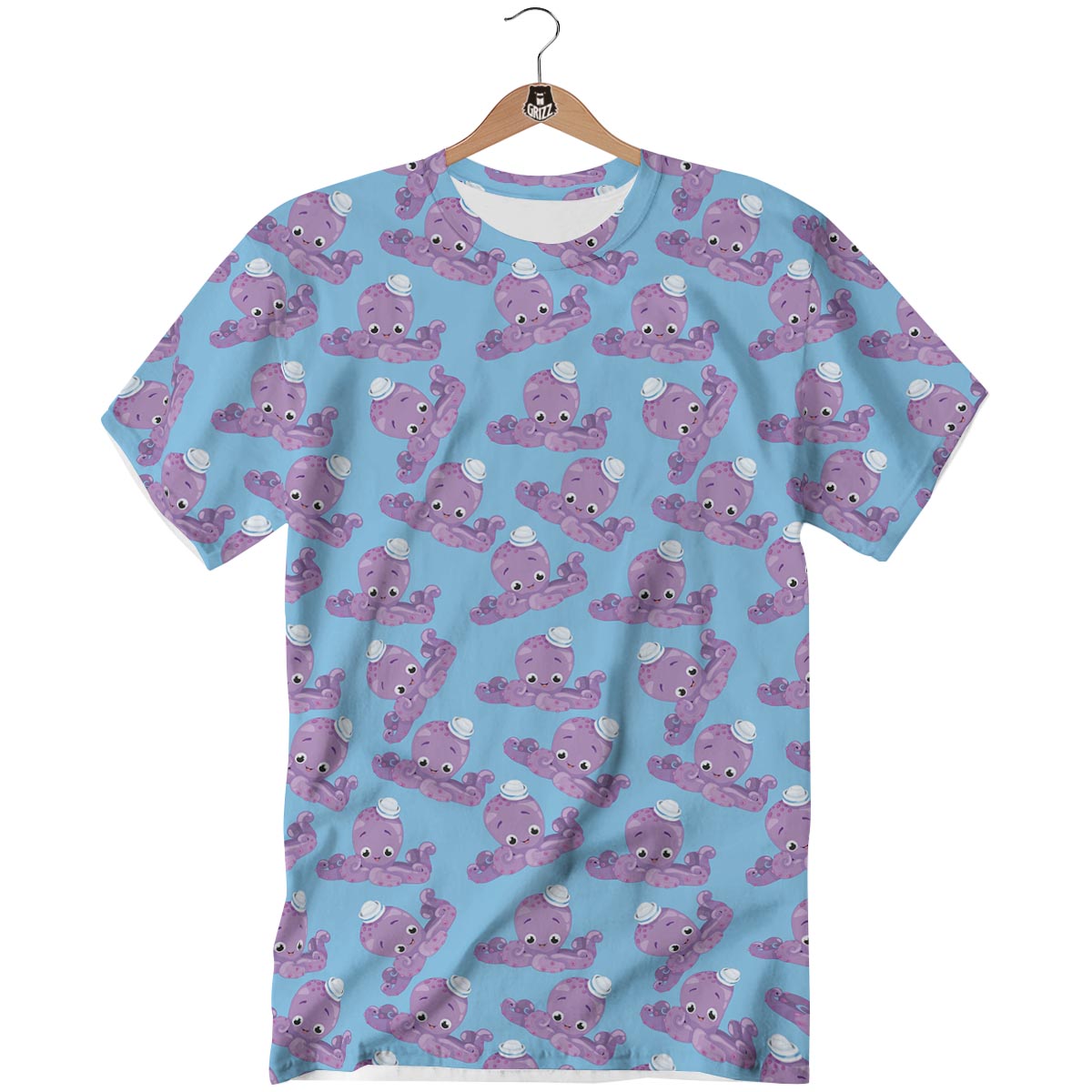 Octopus Teal And Purple Print Pattern T-Shirt-grizzshop