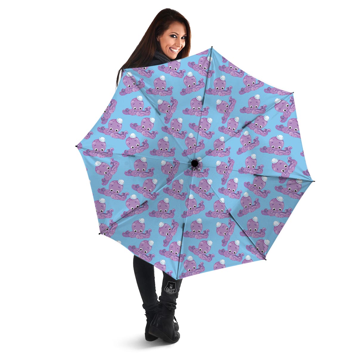 Octopus Teal And Purple Print Pattern Umbrella-grizzshop