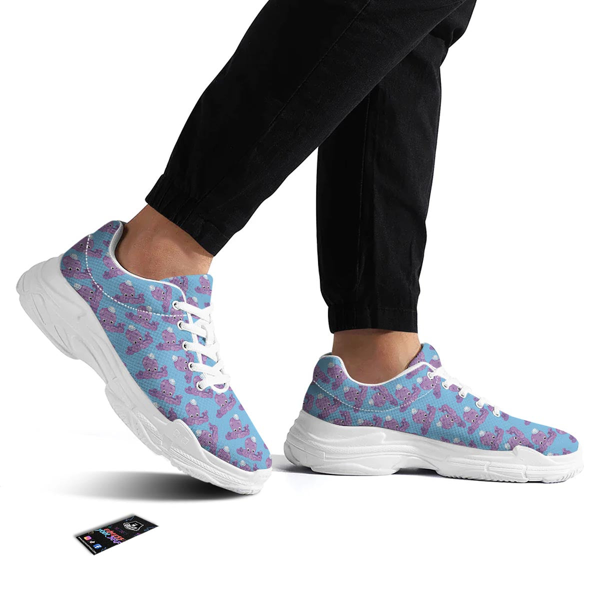 Octopus Teal And Purple Print Pattern White Chunky Shoes-grizzshop