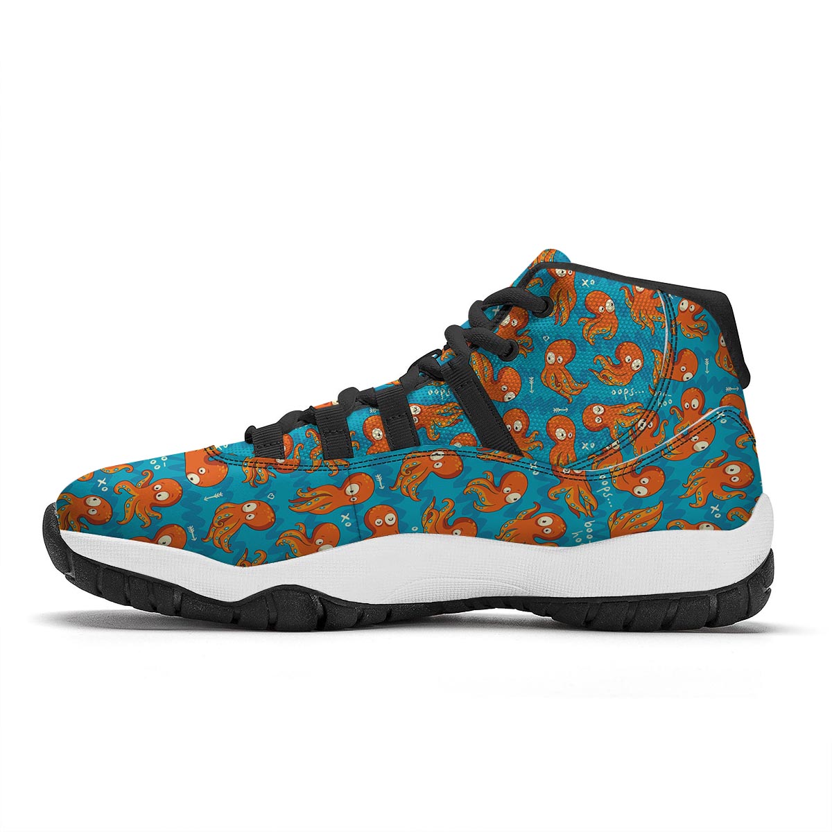 Octopus Tentacle Squid Pattern Print Black Bball Shoes-grizzshop