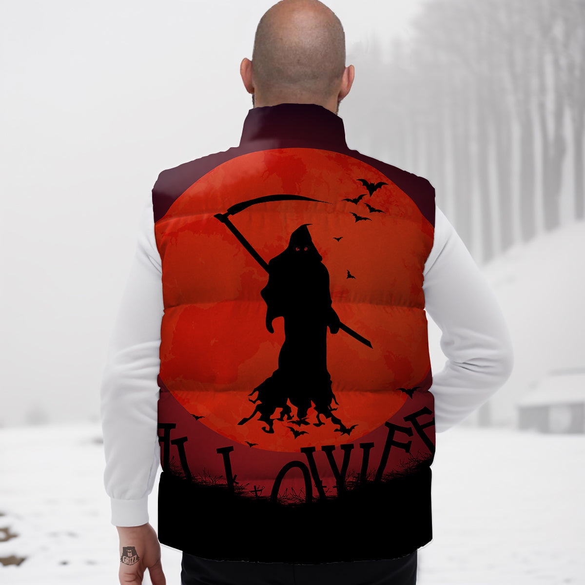 Octopus Tentacle Squid Pattern Print Down Vest