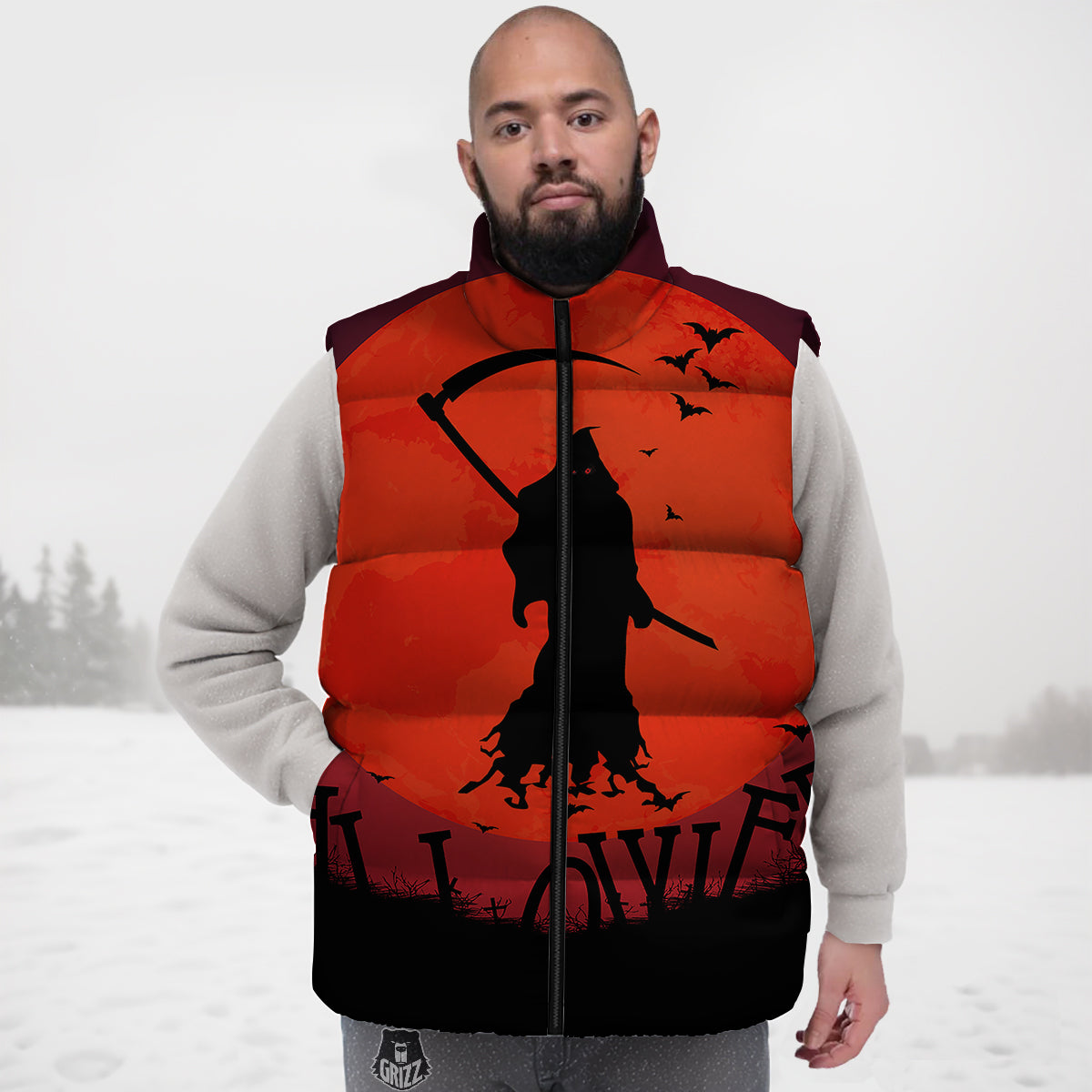Octopus Tentacle Squid Pattern Print Down Vest