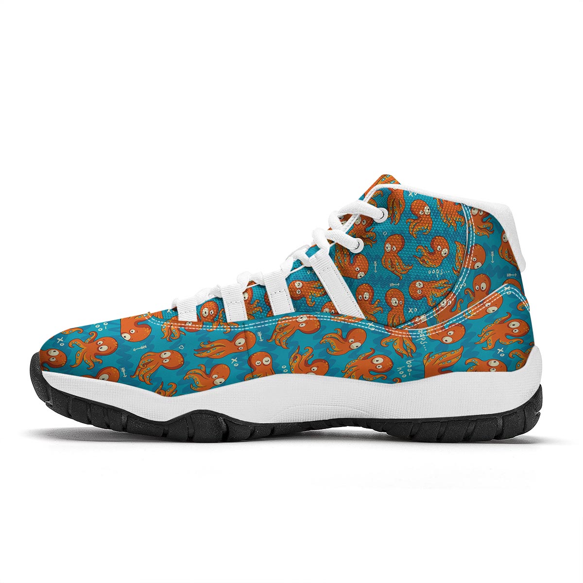 Octopus Tentacle Squid Pattern Print White Bball Shoes-grizzshop