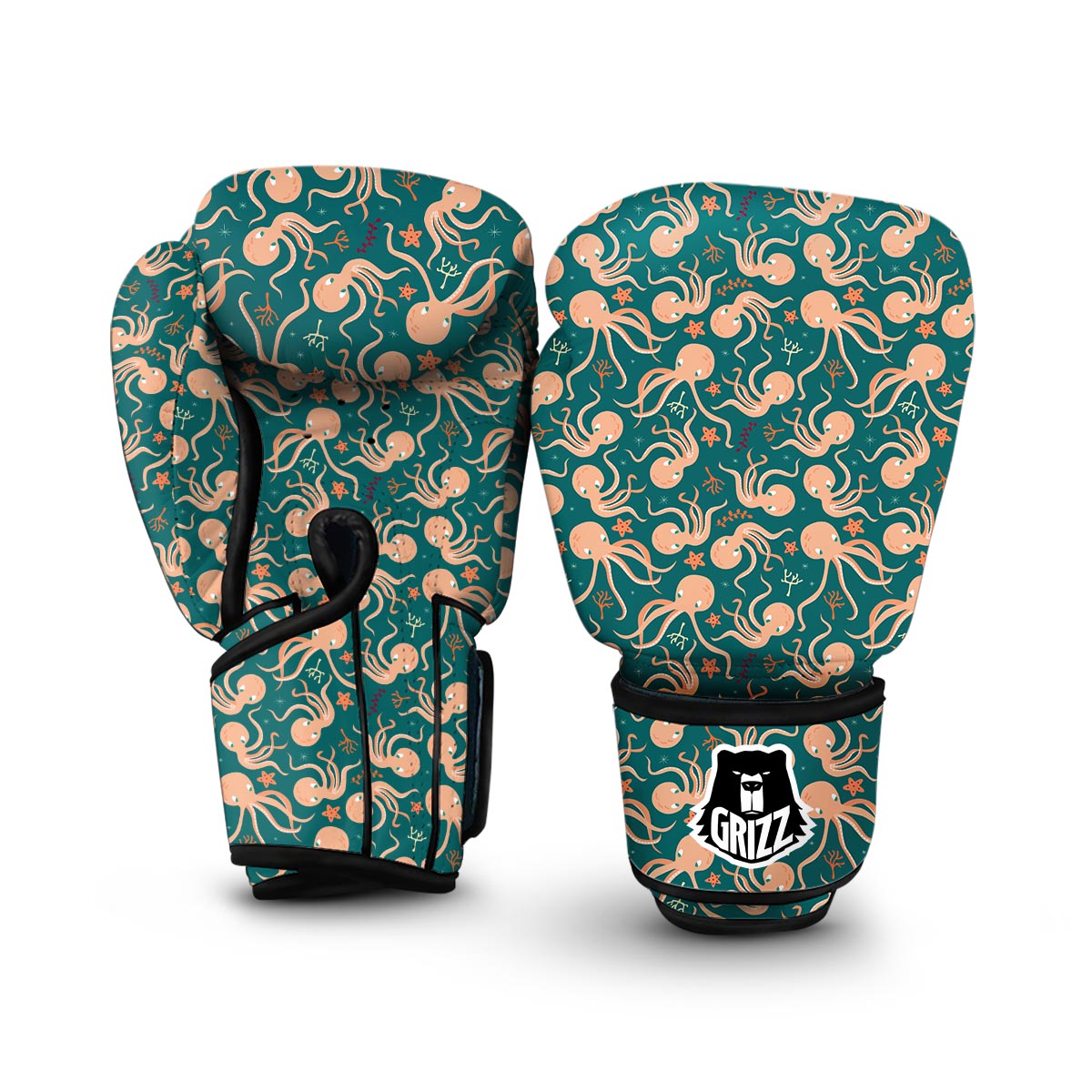 Octopus Tentacle Squid Print Pattern Boxing Gloves-grizzshop